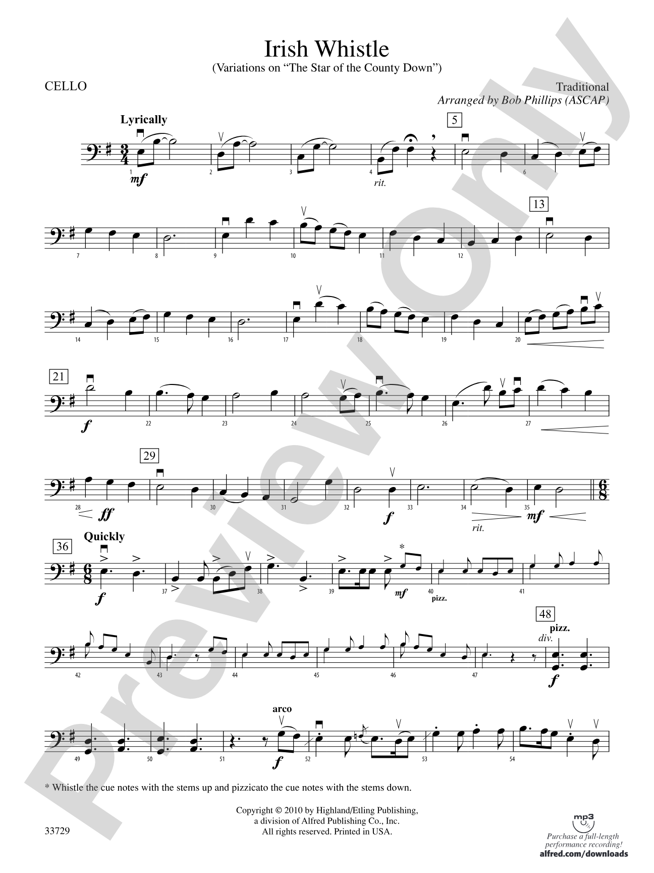 Irish Whistle: Cello