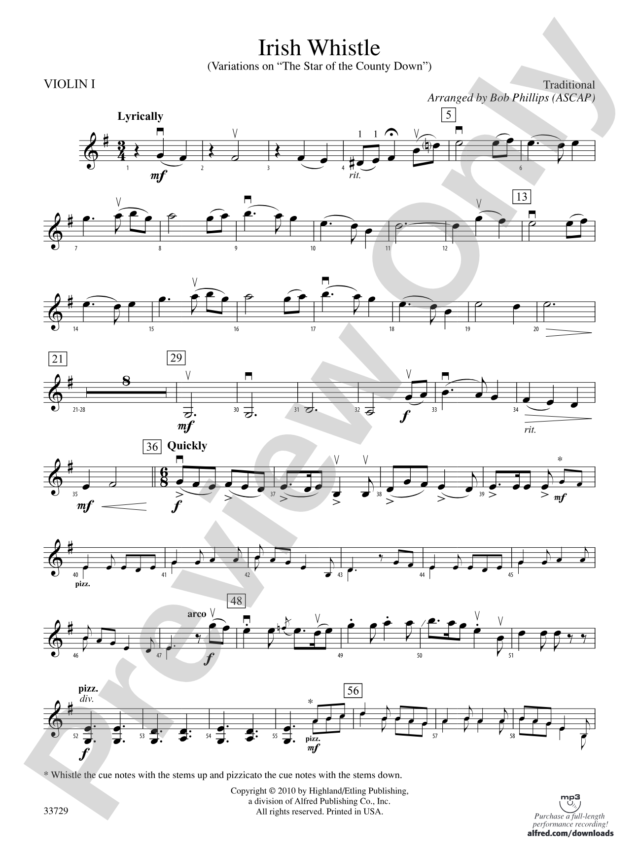 Irish Whistle: 1st Violin