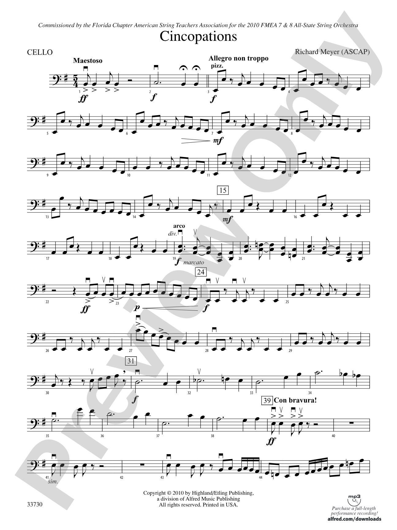 Cincopations: Cello