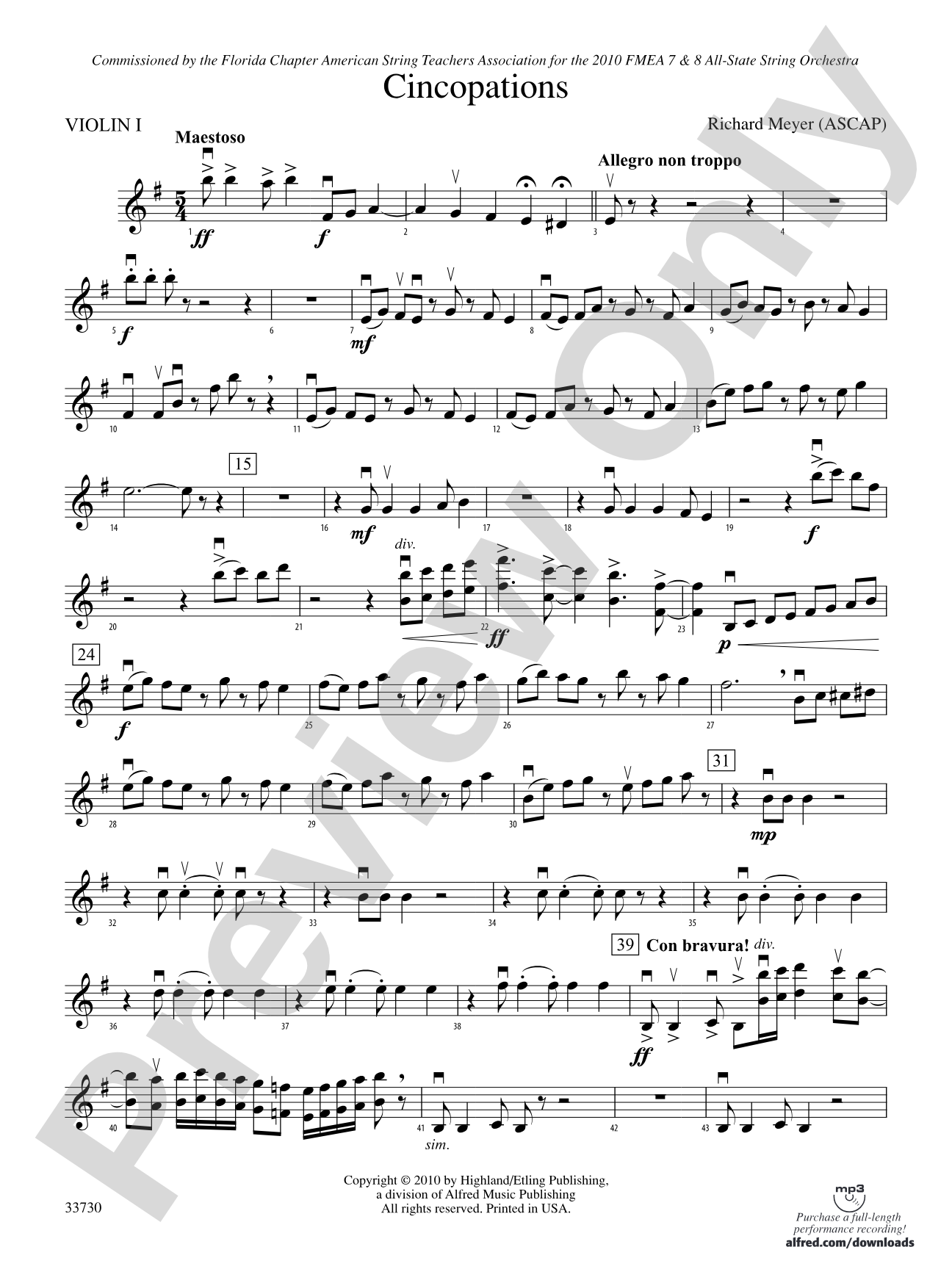 Cincopations: 1st Violin