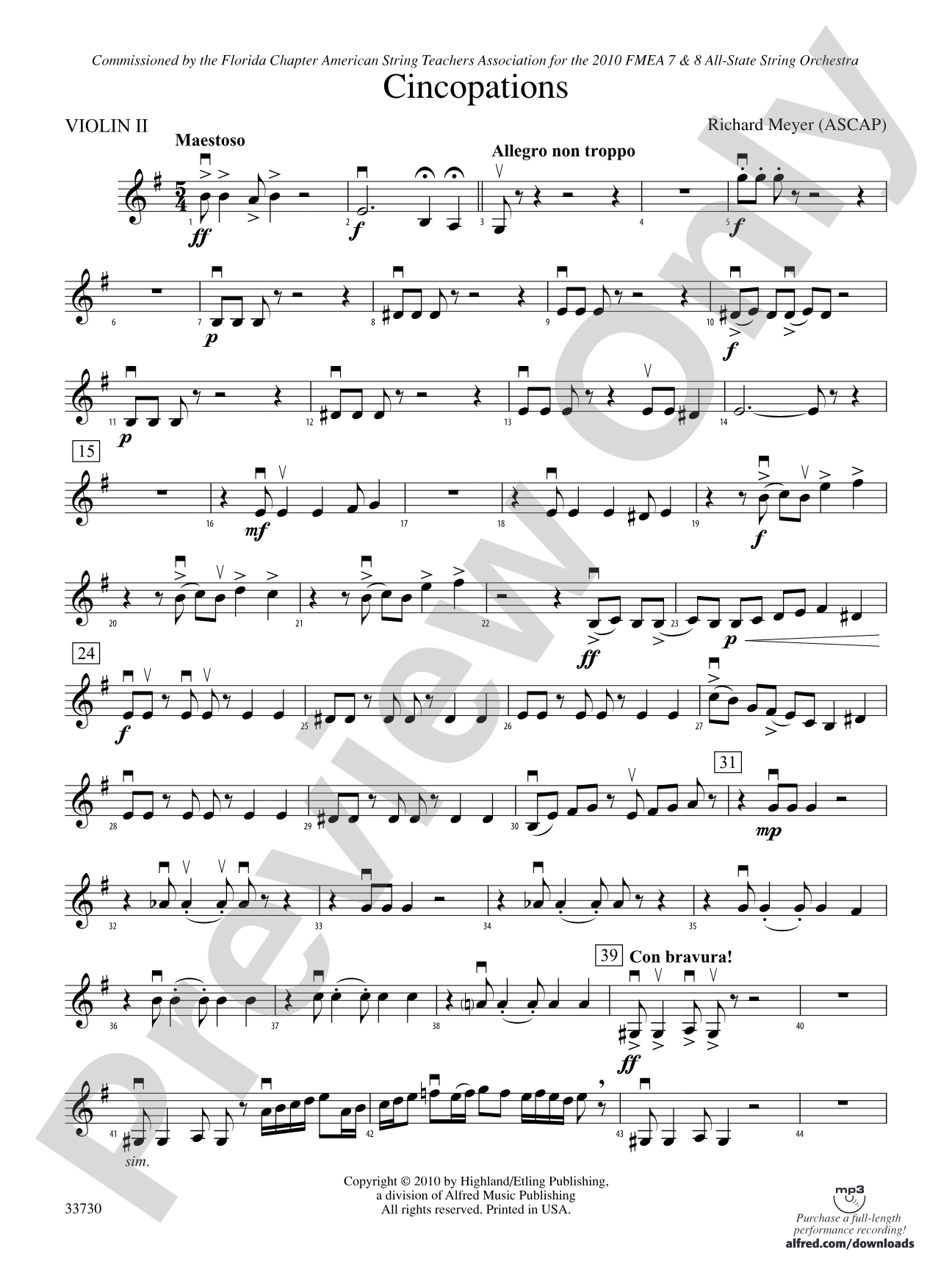 Cincopations: 2nd Violin