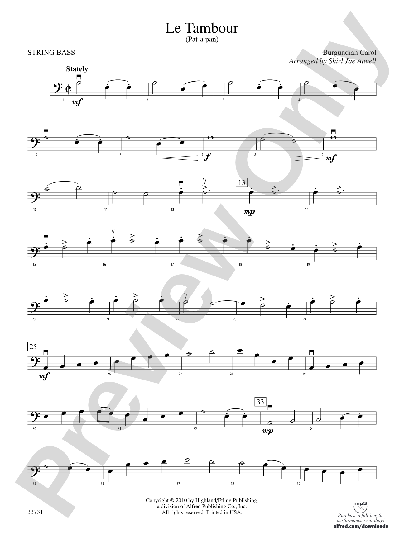 Le Tambour (Pat-a-Pan): String Bass