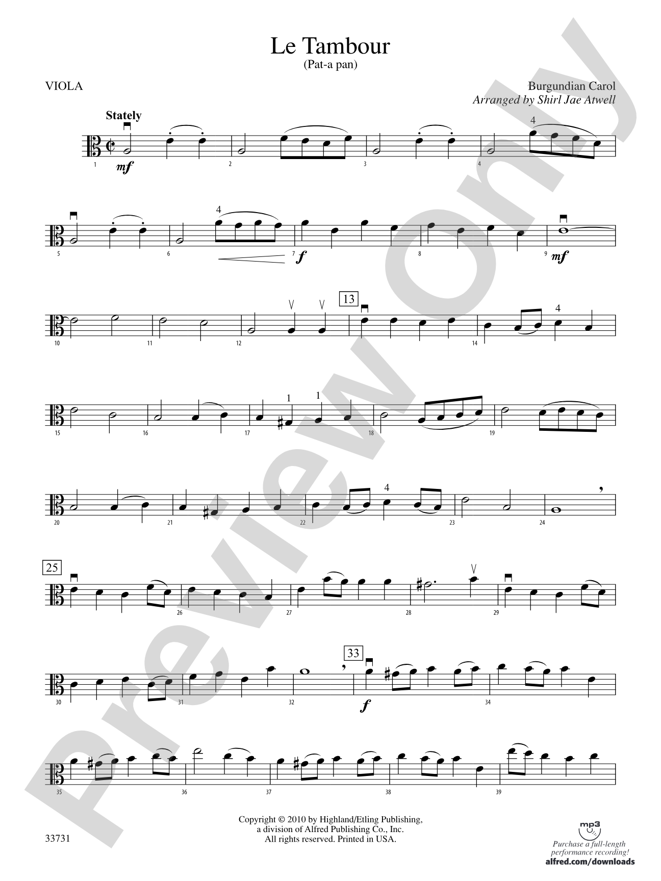 Le Tambour (Pat-a-Pan): Viola