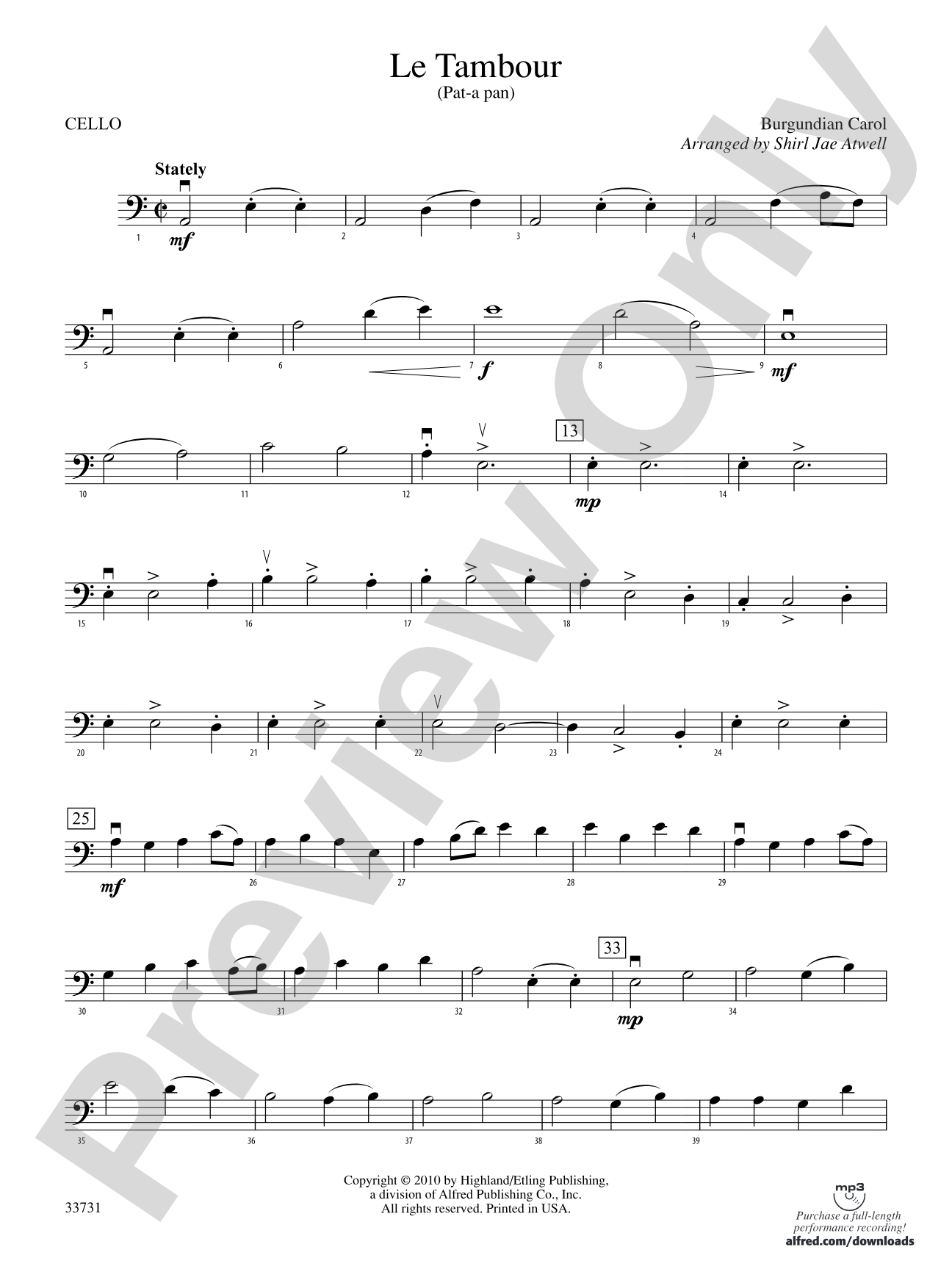 Le Tambour (Pat-a-Pan): Cello