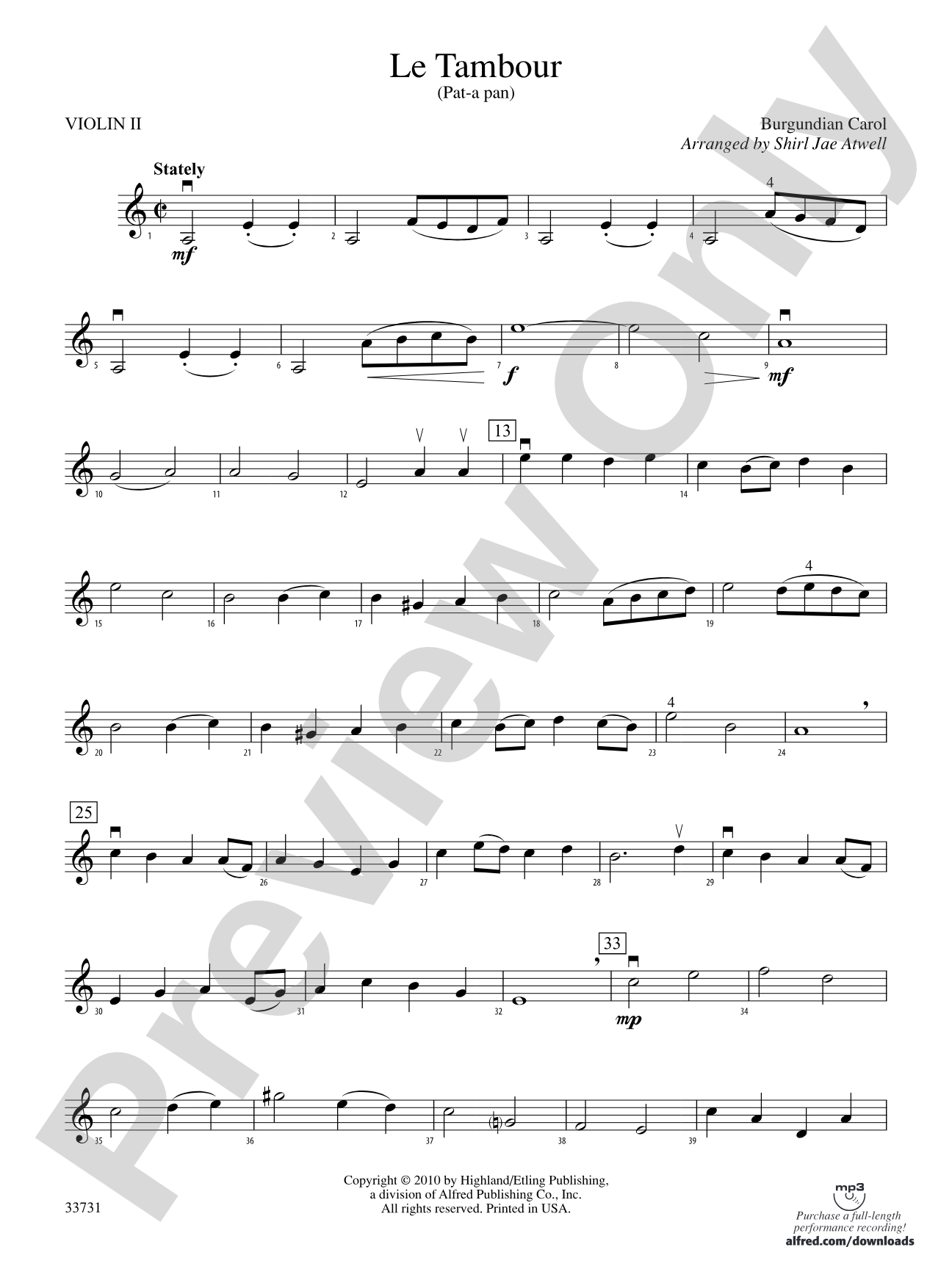 Le Tambour (Pat-a-Pan): 2nd Violin