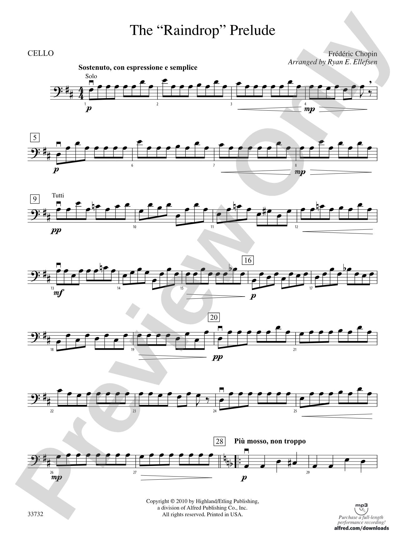 The "Raindrop" Prelude: Cello