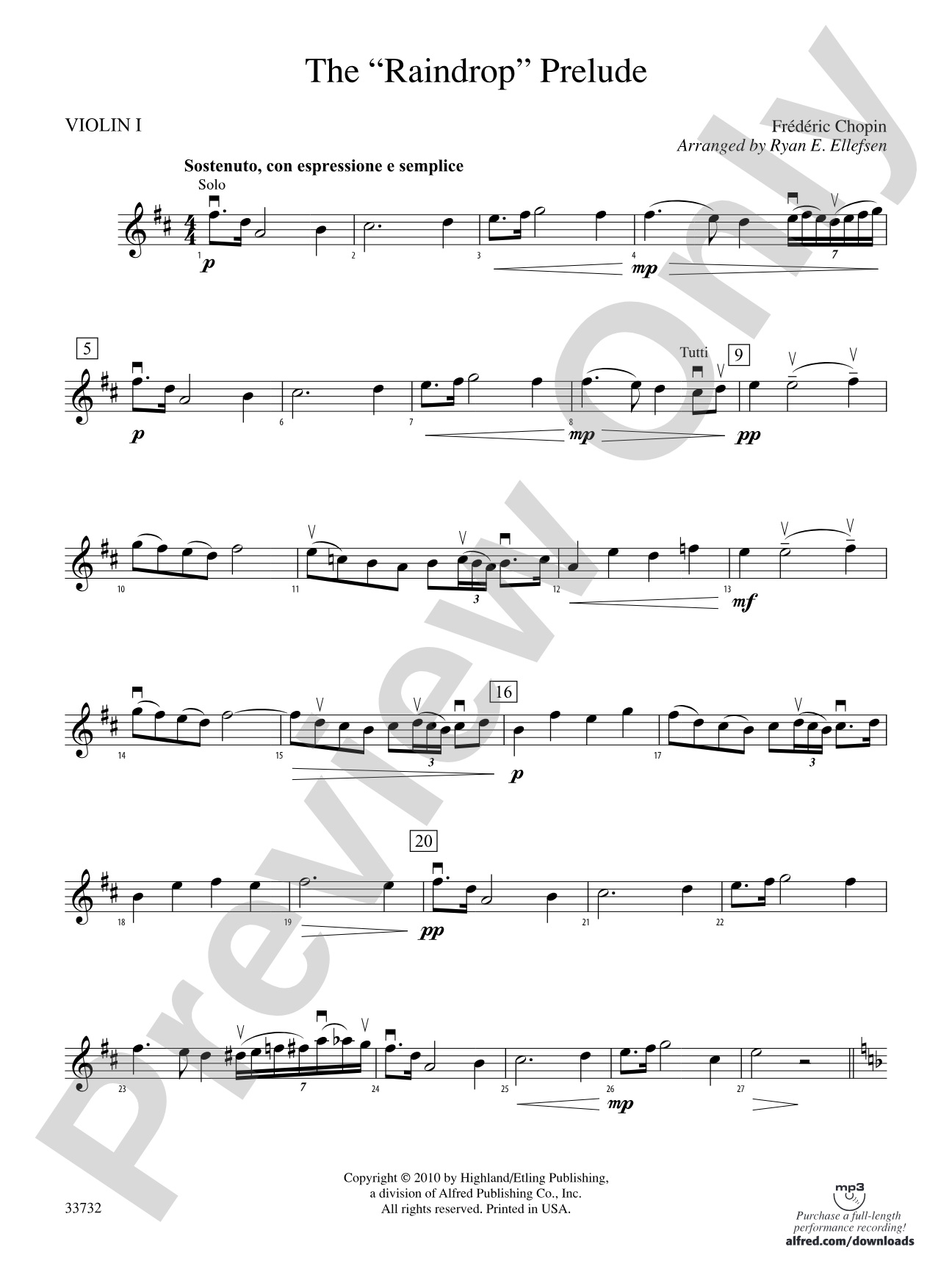 The "Raindrop" Prelude: 1st Violin