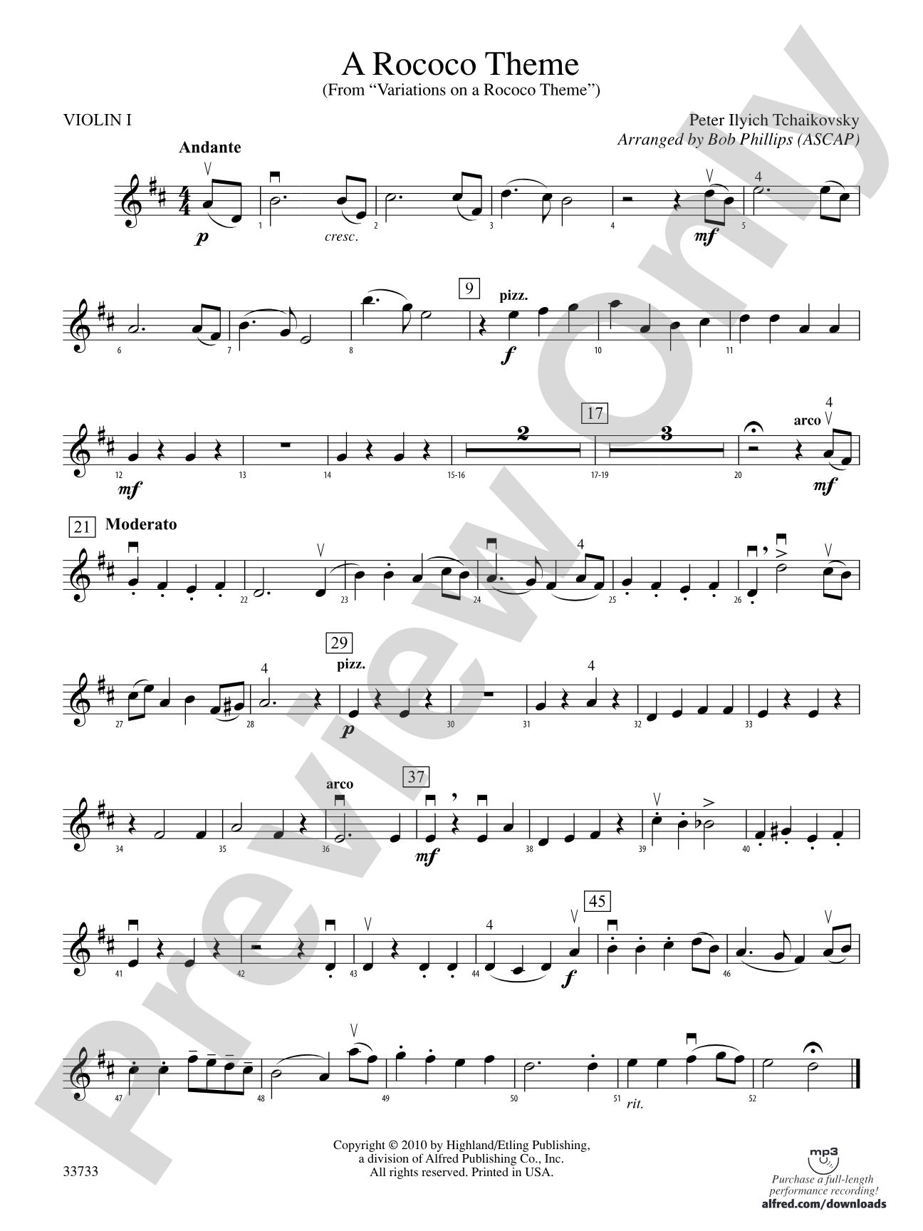 A Rococo Theme: 1st Violin