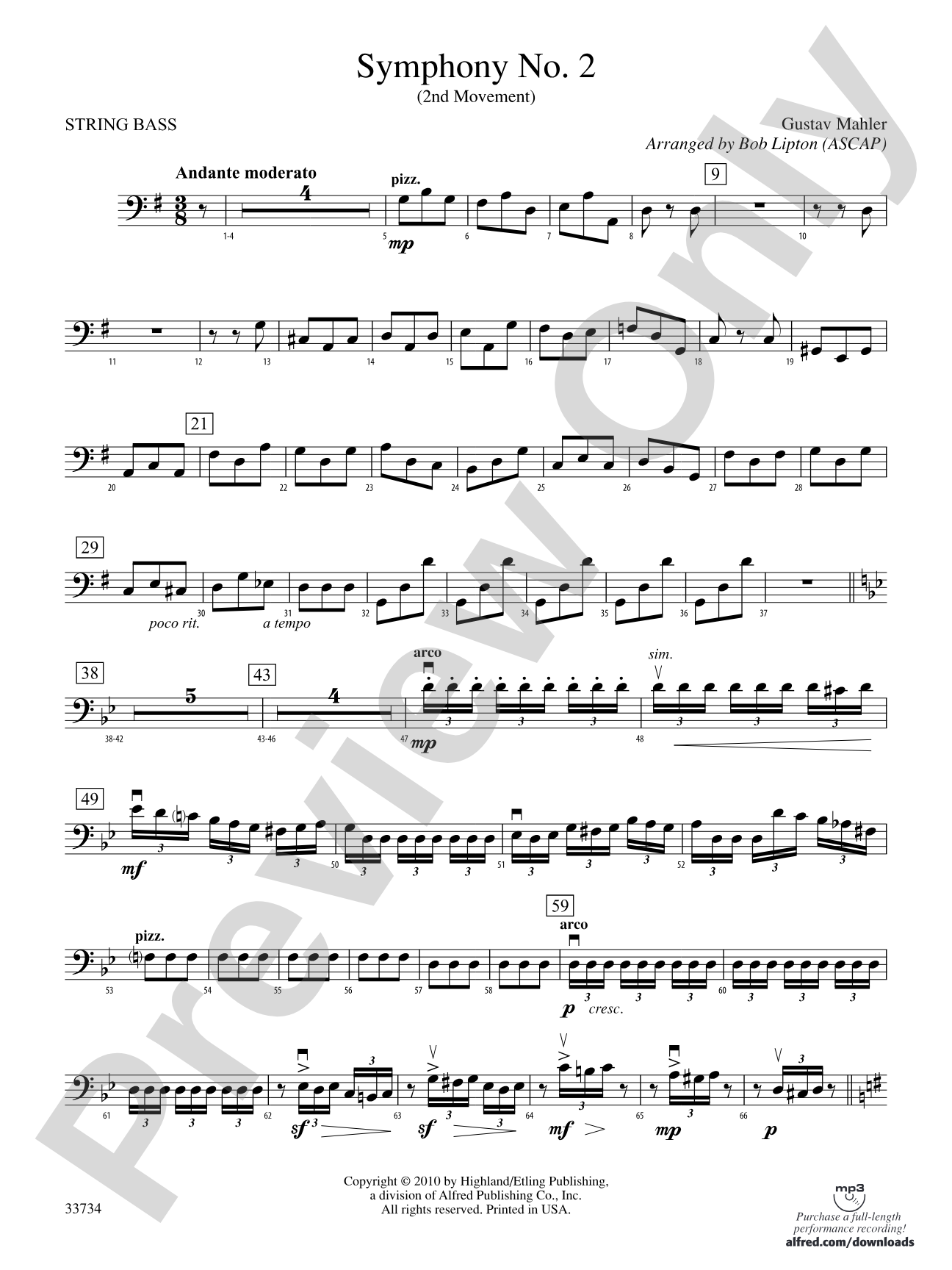 Symphony No. 2 (2nd Movement): String Bass