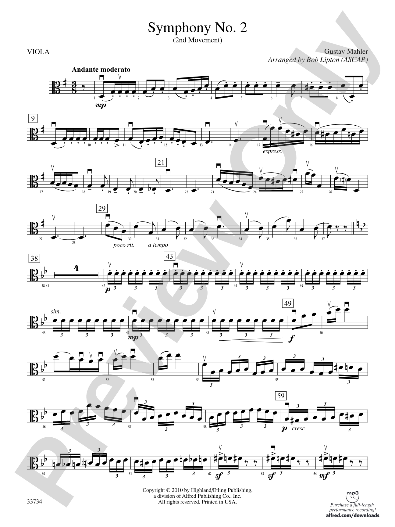 Symphony No. 2 (2nd Movement): Viola
