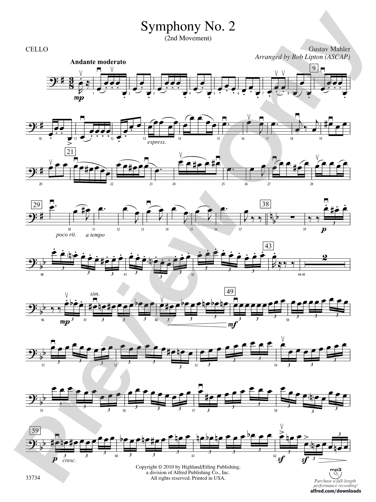Symphony No. 2 (2nd Movement): Cello