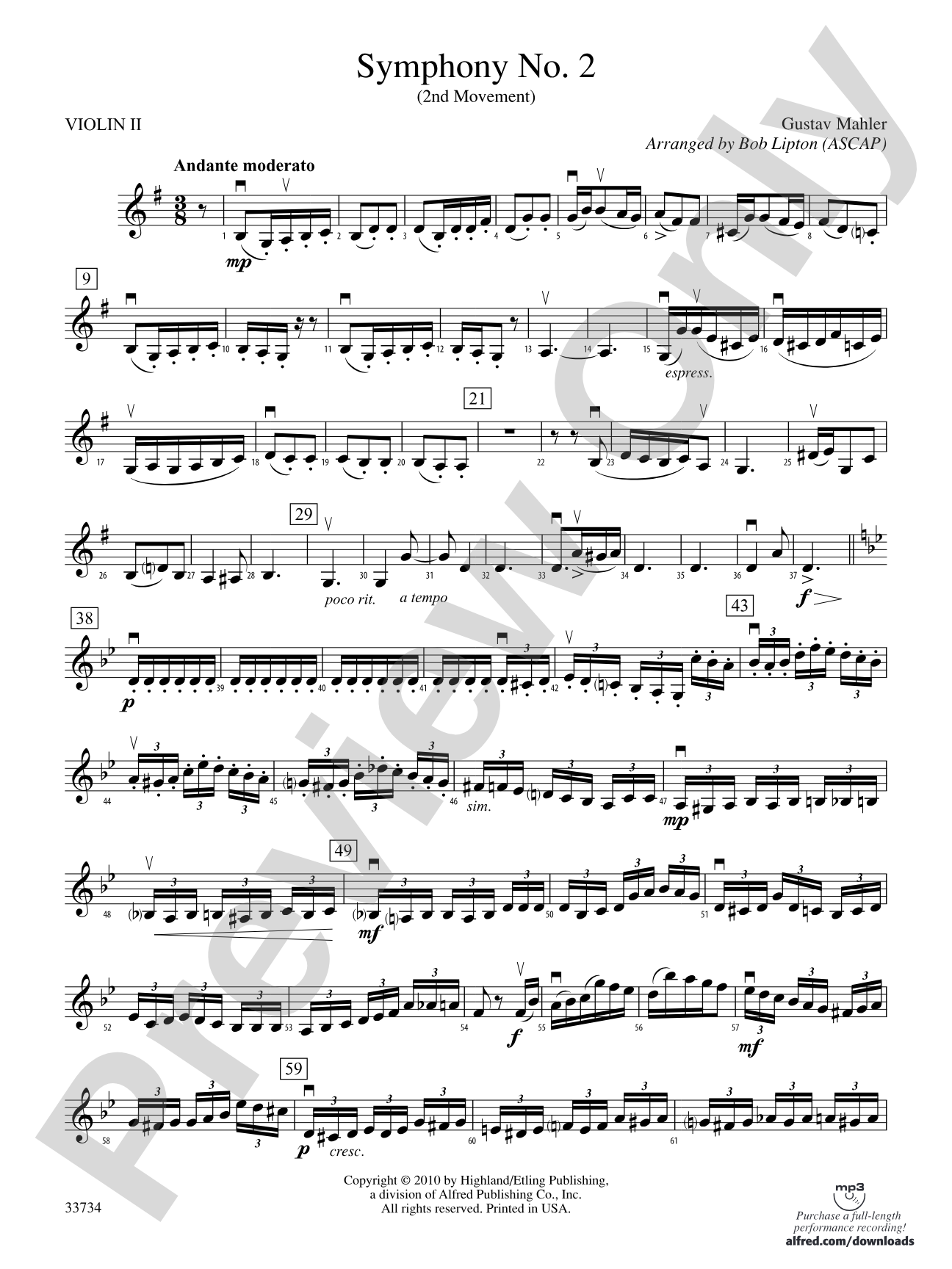 Symphony No. 2 (2nd Movement): 2nd Violin