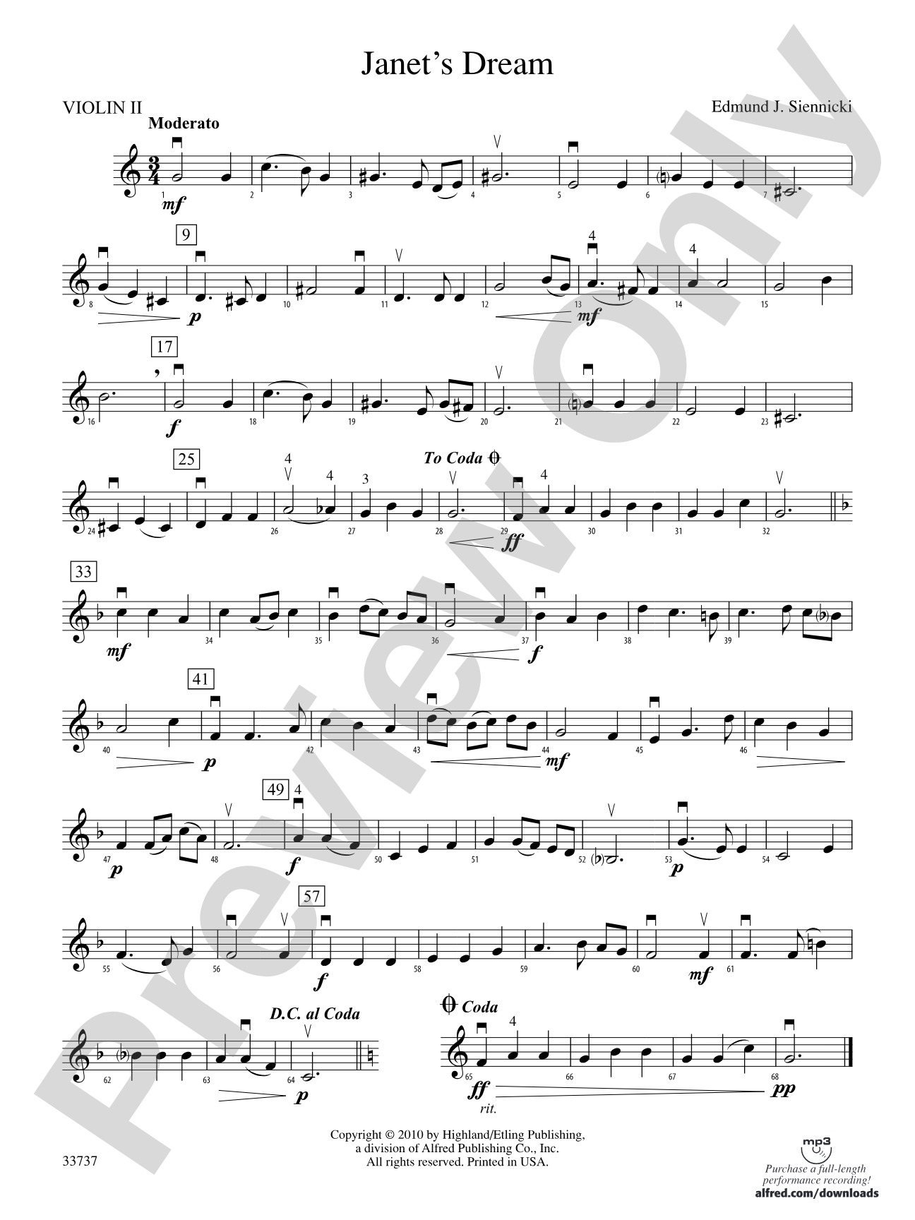 Janet's Dream: 2nd Violin