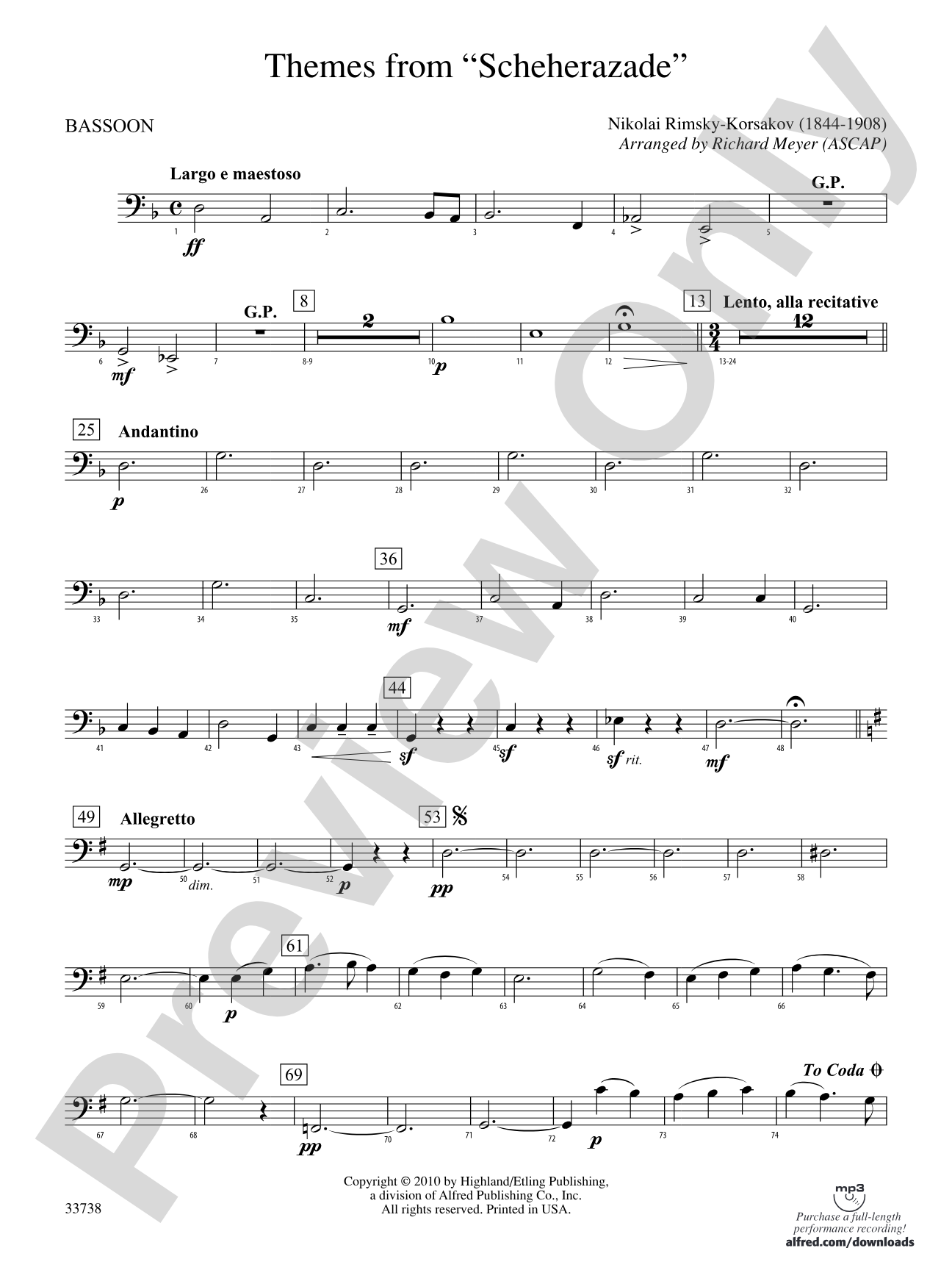 Themes from Scheherazade: Bassoon