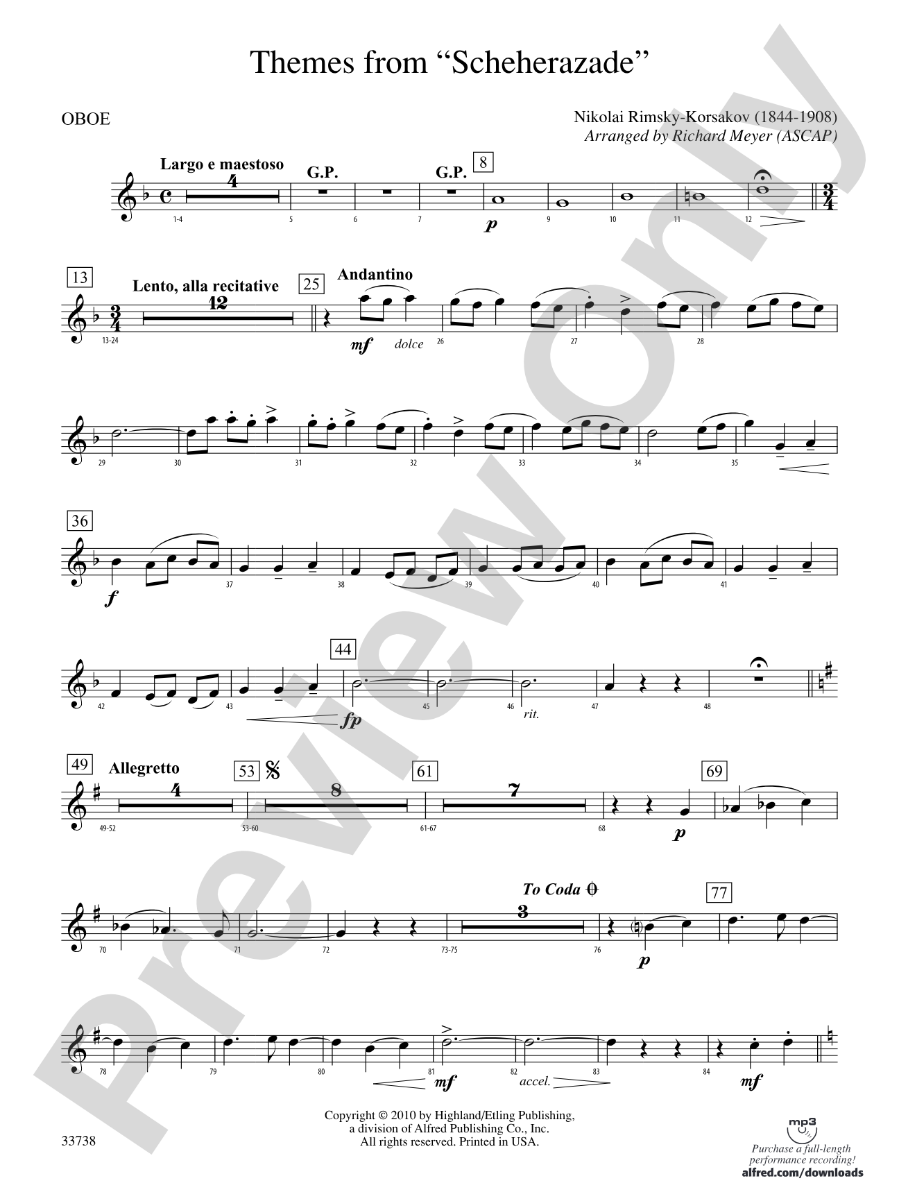 Themes from Scheherazade: Oboe