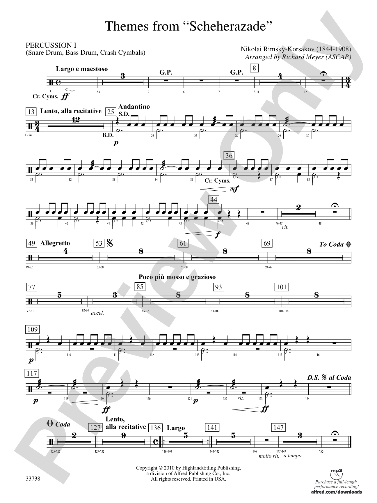 Themes from Scheherazade: 1st Percussion