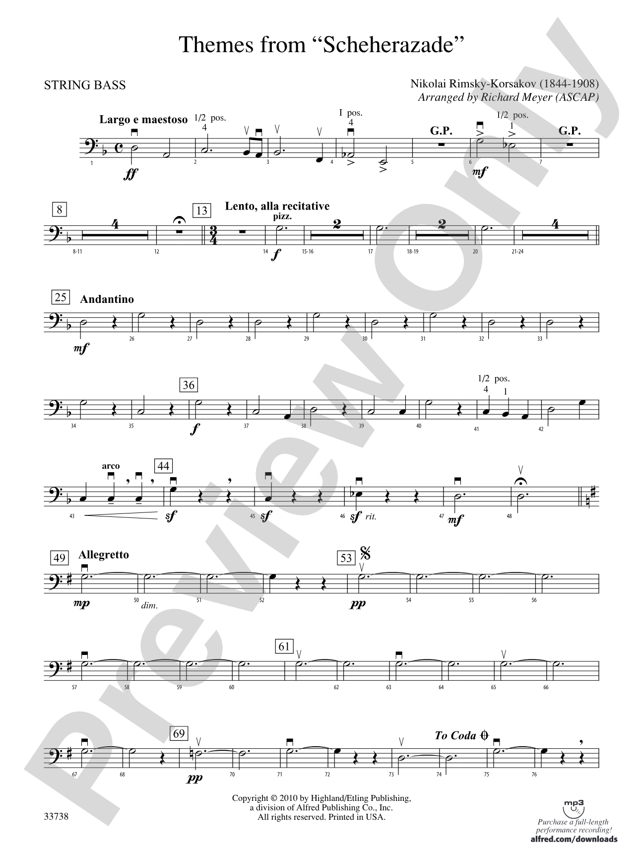 Themes from Scheherazade: String Bass
