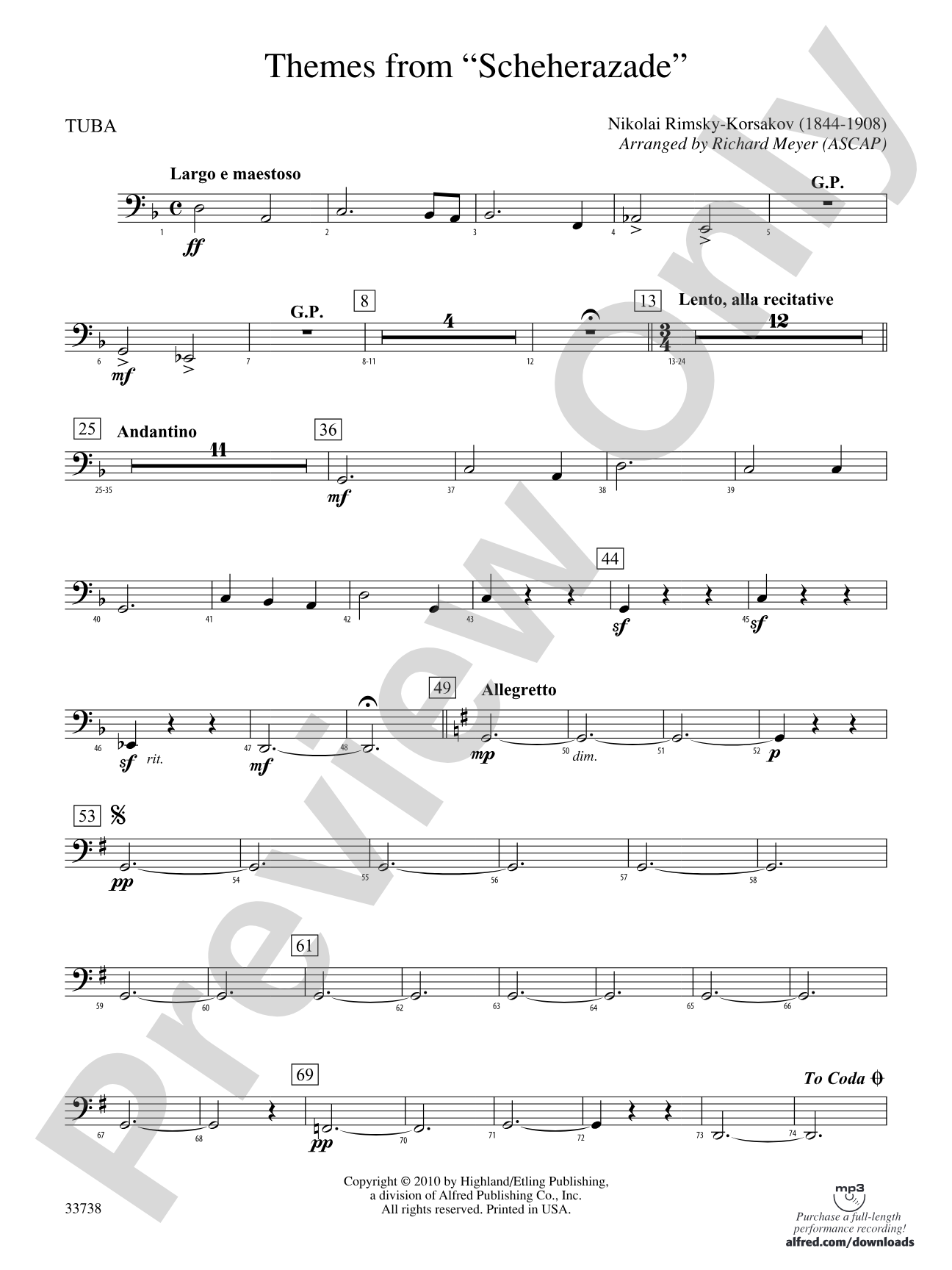 Themes from Scheherazade: Tuba