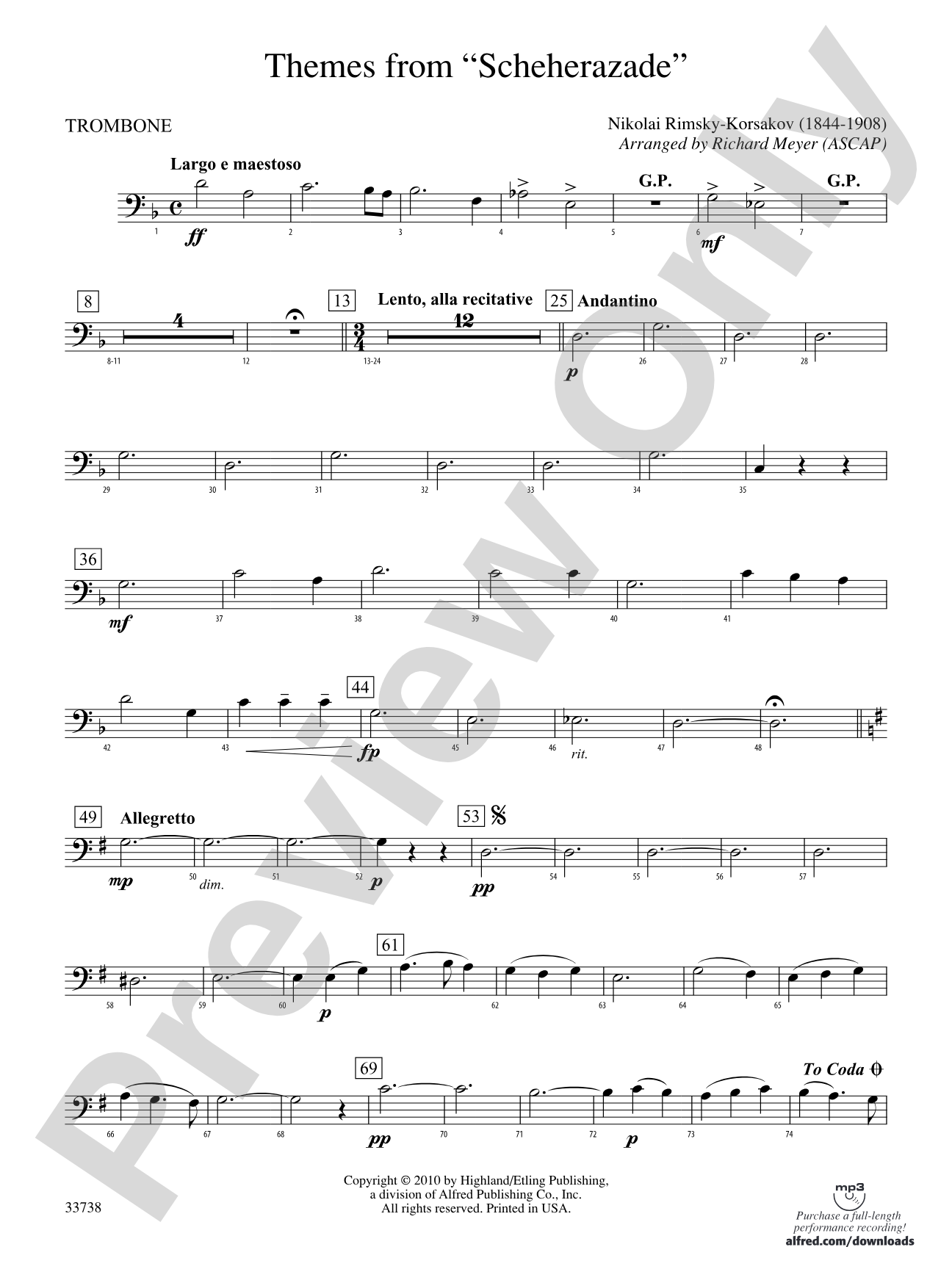 Themes from Scheherazade: 1st Trombone