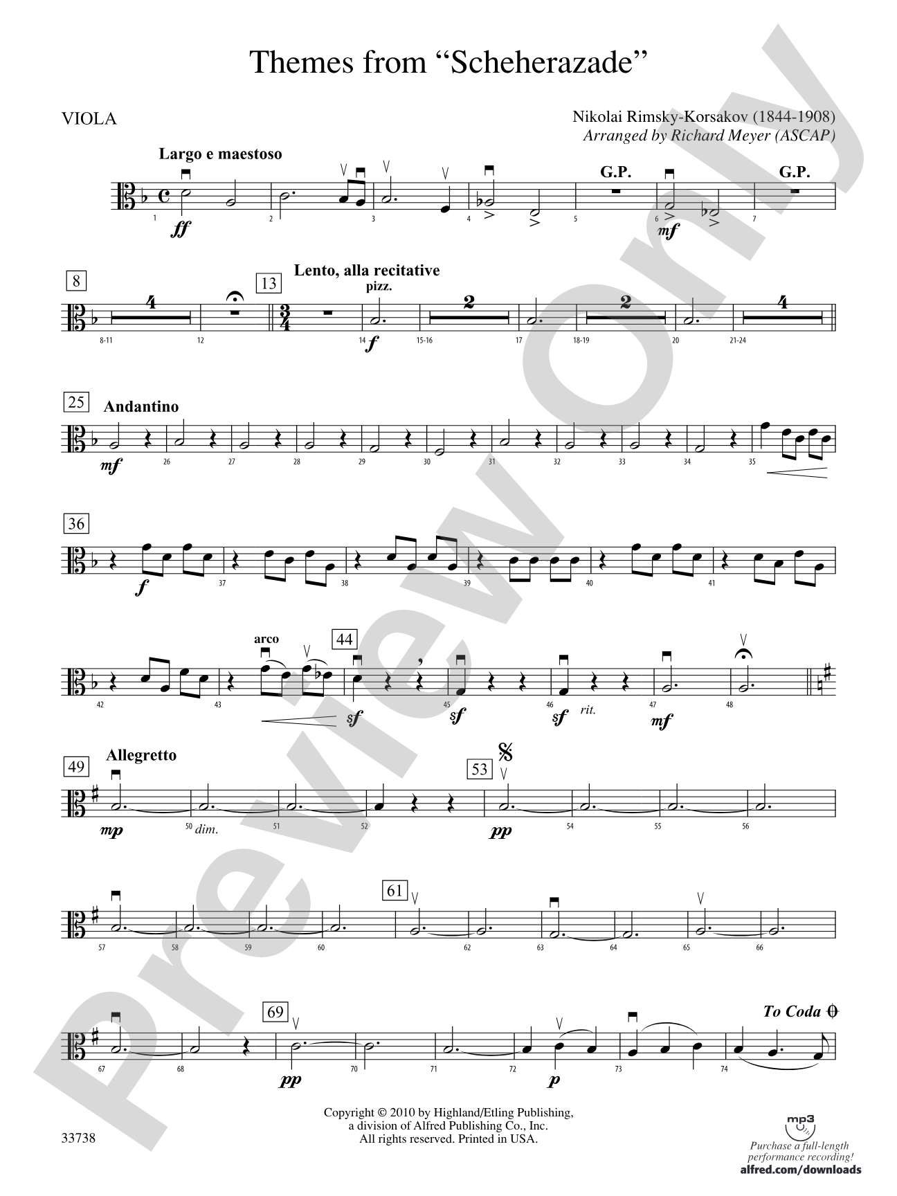 Themes from Scheherazade: Viola