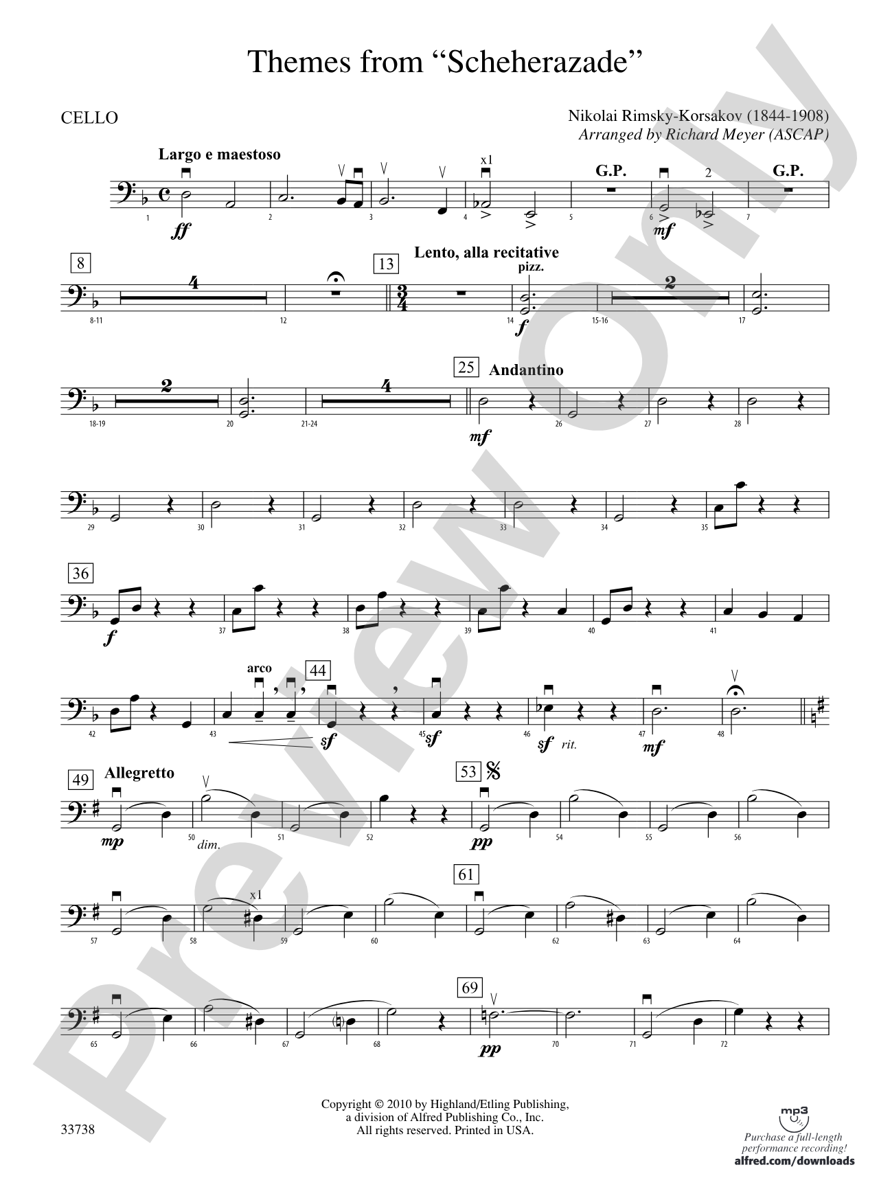 Themes from Scheherazade: Cello