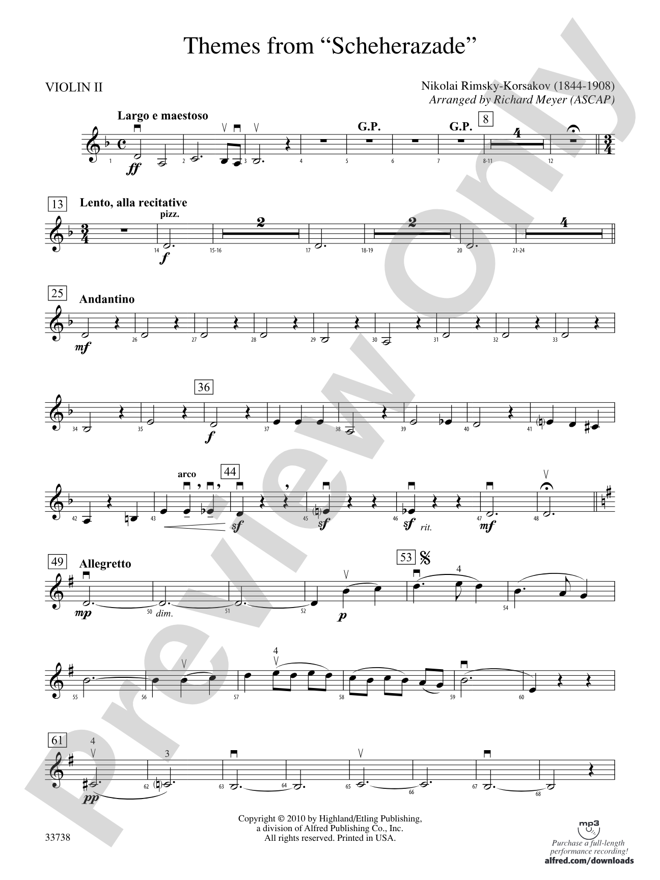Themes from Scheherazade: 2nd Violin