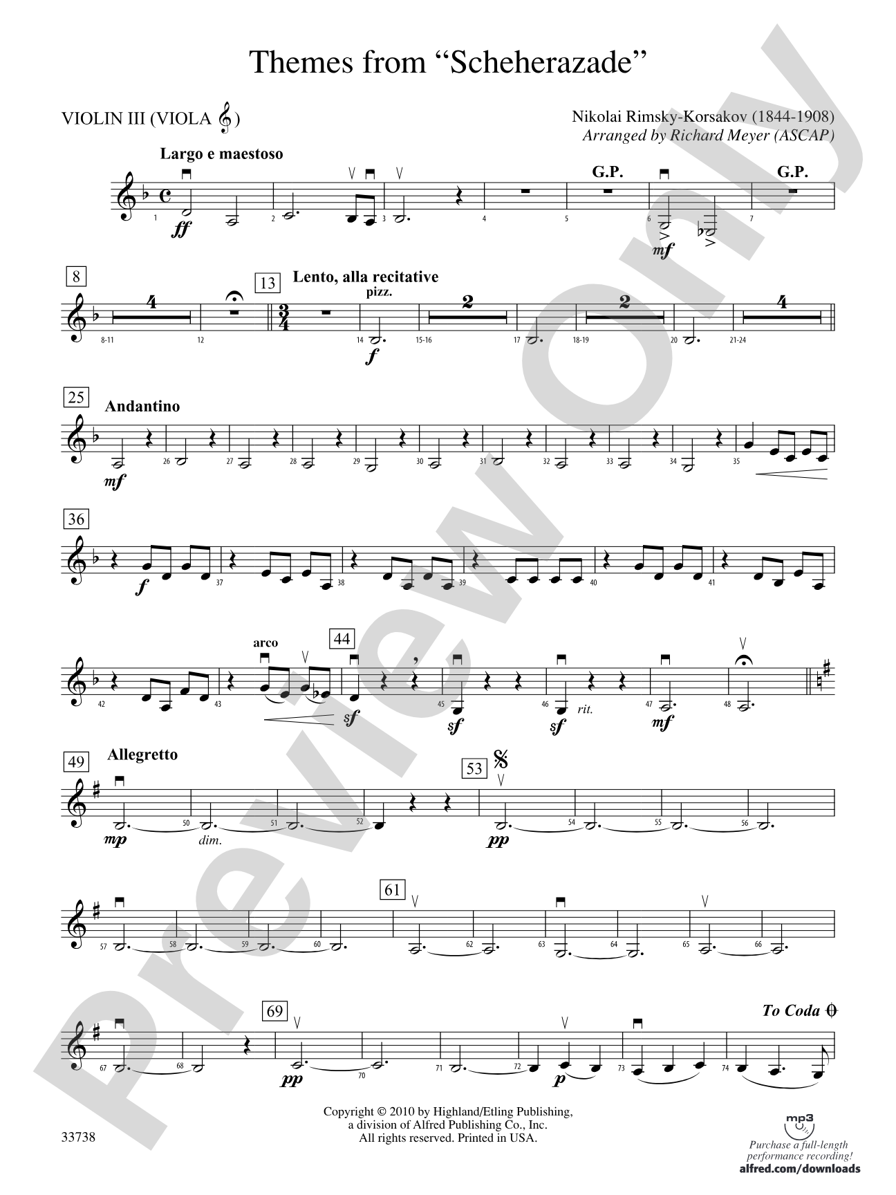 Themes from Scheherazade: 3rd Violin (Viola [TC])