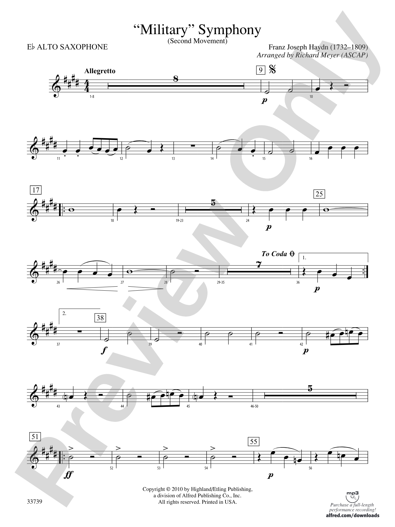 "Military" Symphony: E-flat Alto Saxophone