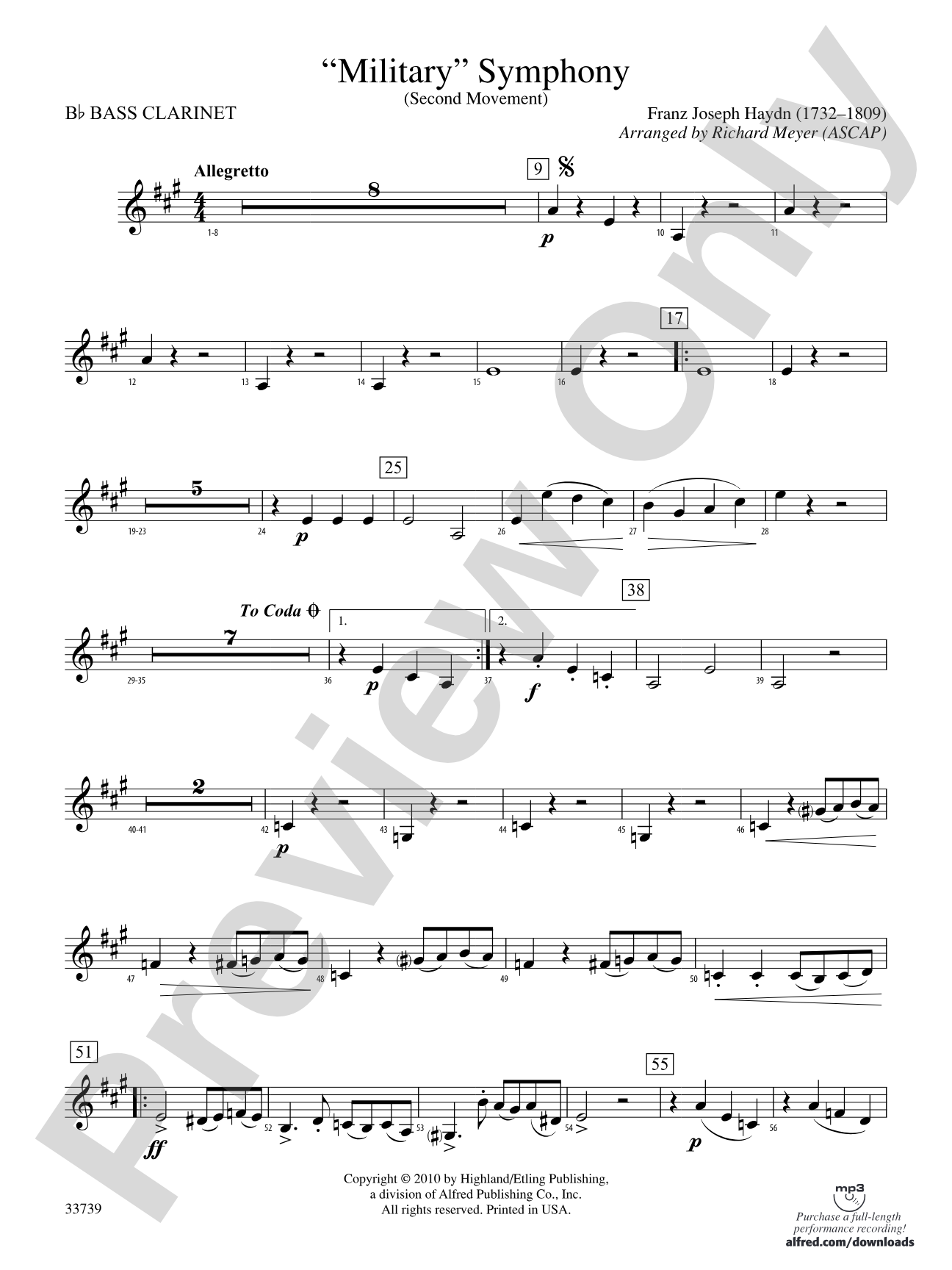 "Military" Symphony: B-flat Bass Clarinet