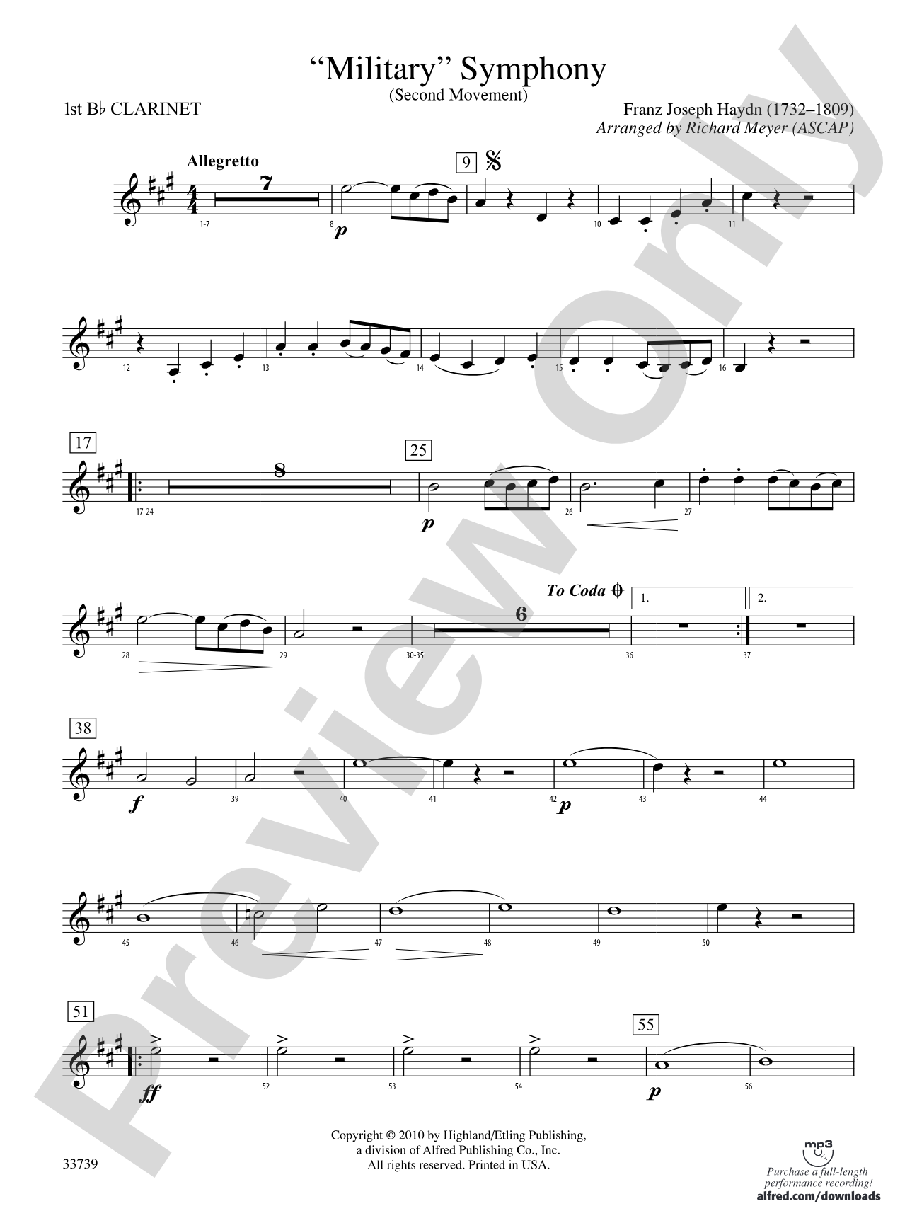 "Military" Symphony: 1st B-flat Clarinet