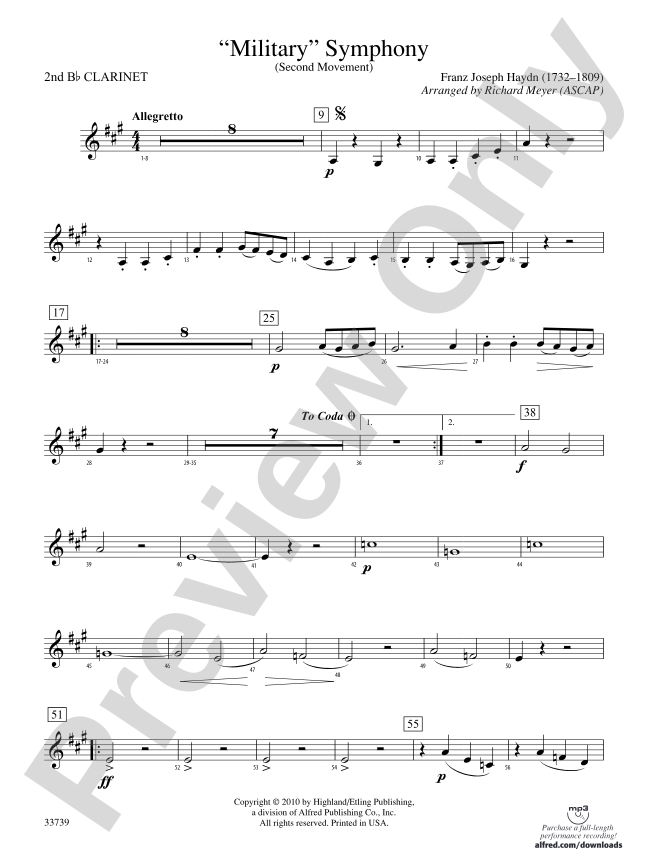 "Military" Symphony: 2nd B-flat Clarinet