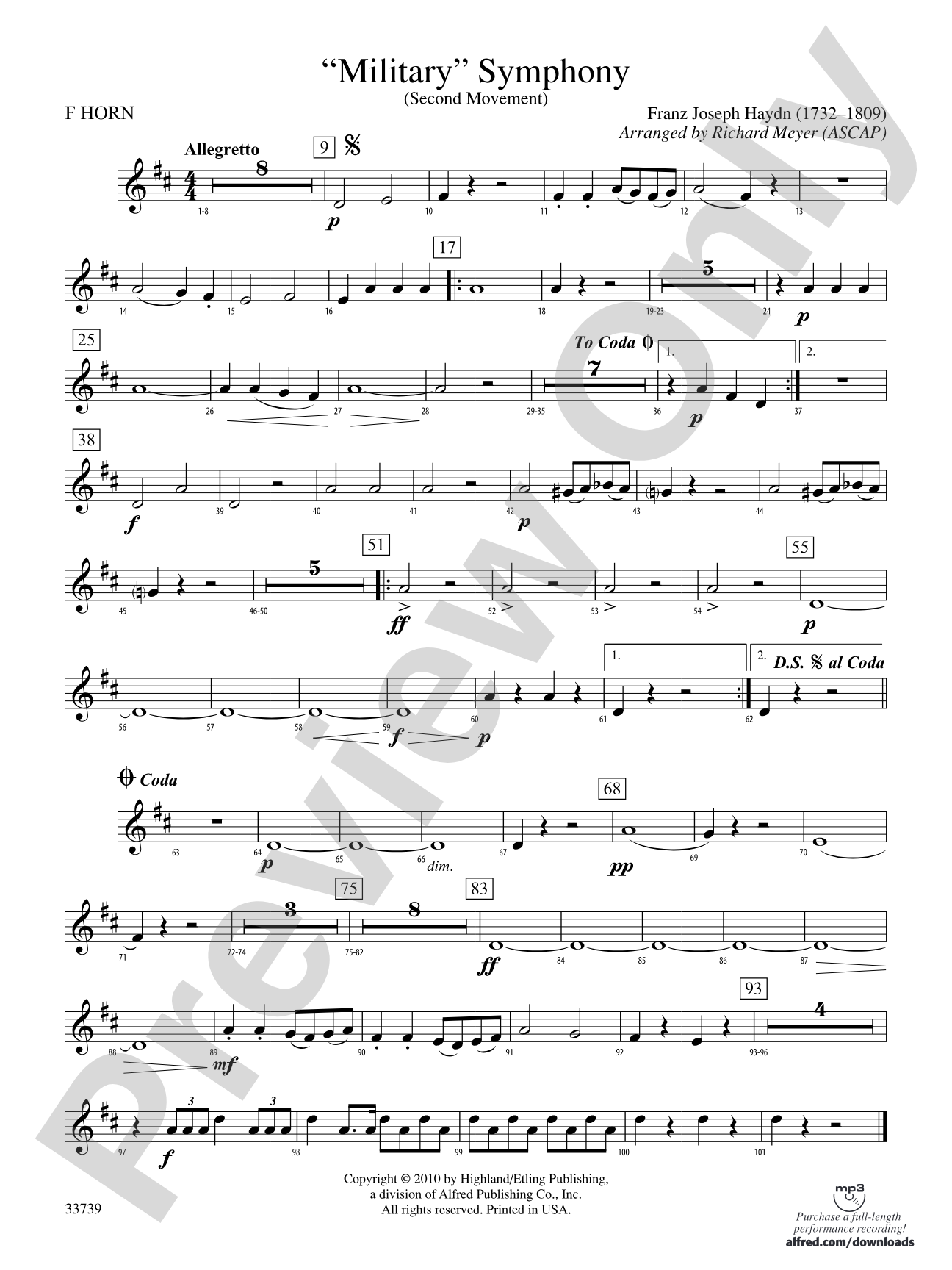 "Military" Symphony: 1st F Horn
