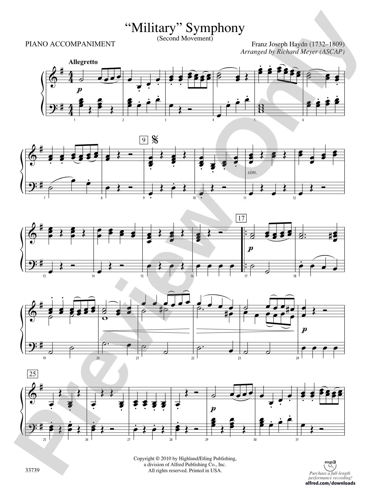 "Military" Symphony: Piano Accompaniment