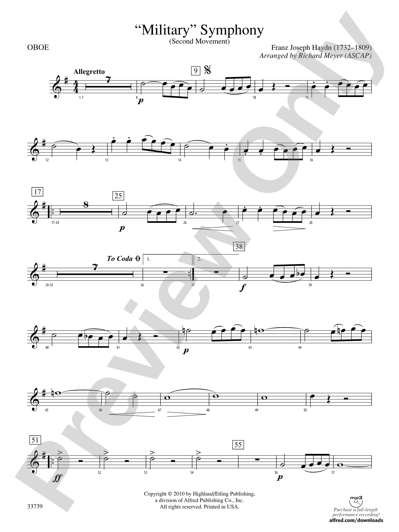 "Military" Symphony: Oboe