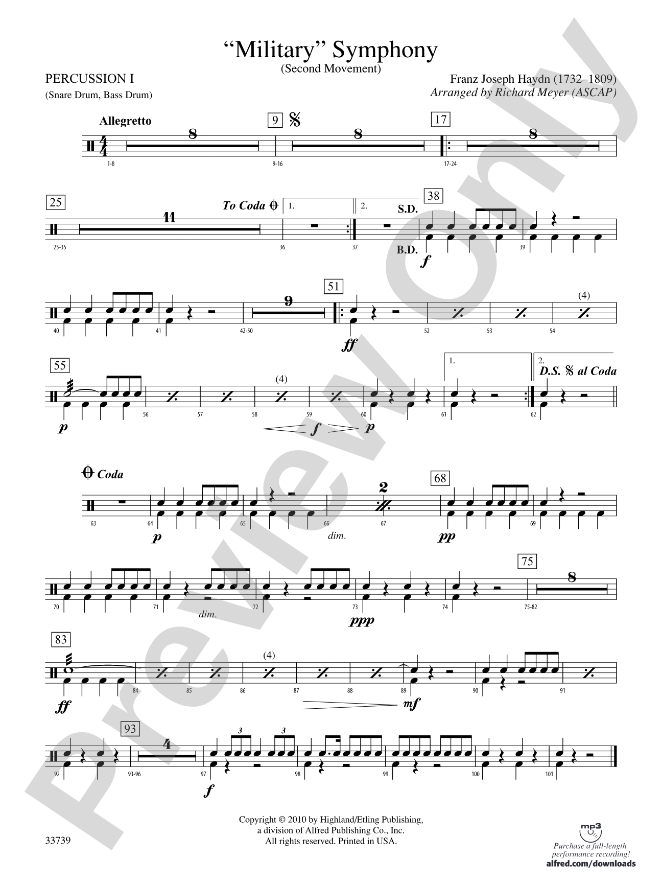 "Military" Symphony: 1st Percussion