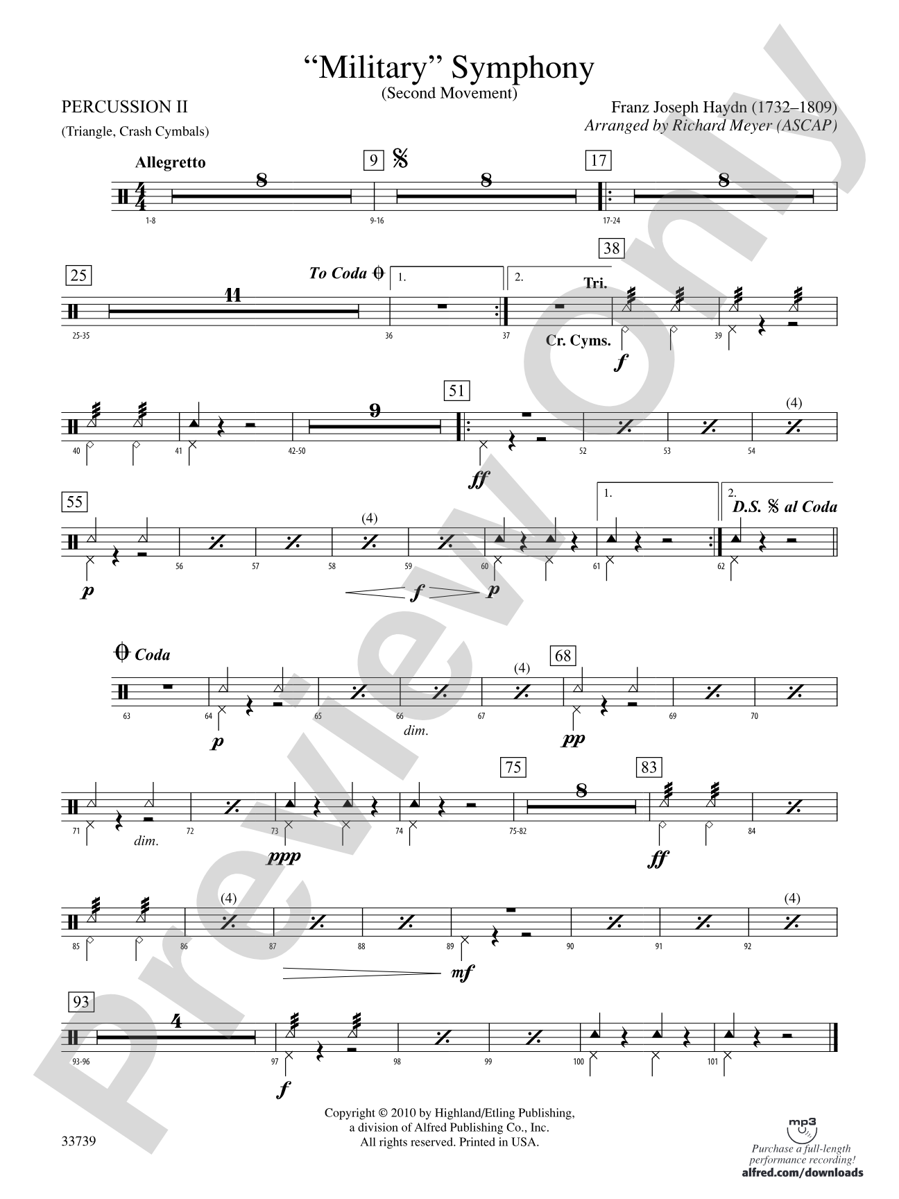 "Military" Symphony: 2nd Percussion
