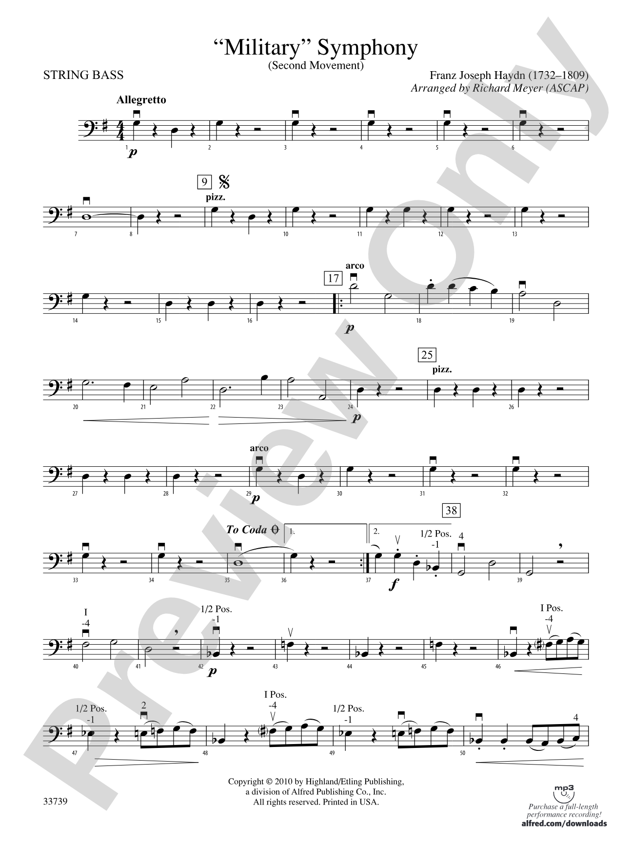"Military" Symphony: String Bass