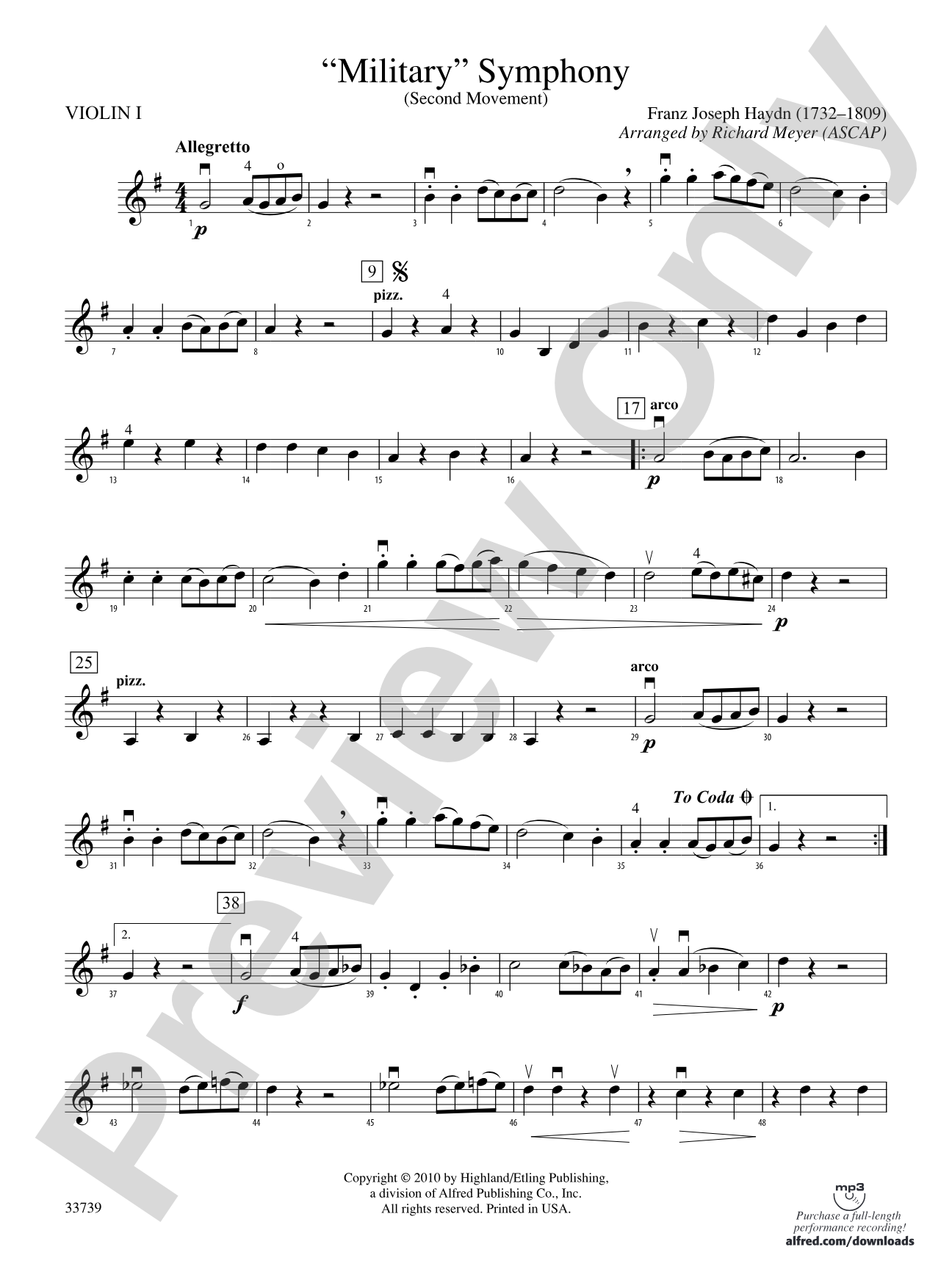 "Military" Symphony: 1st Violin
