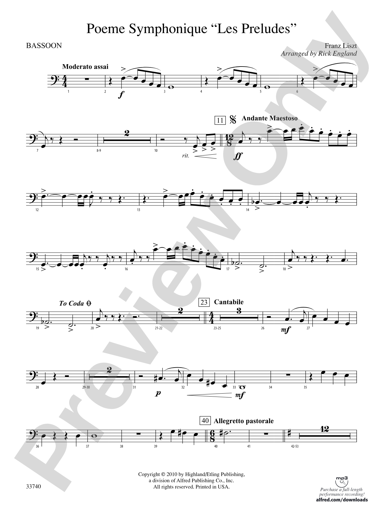 Poeme Symphonique "Les Preludes": Bassoon
