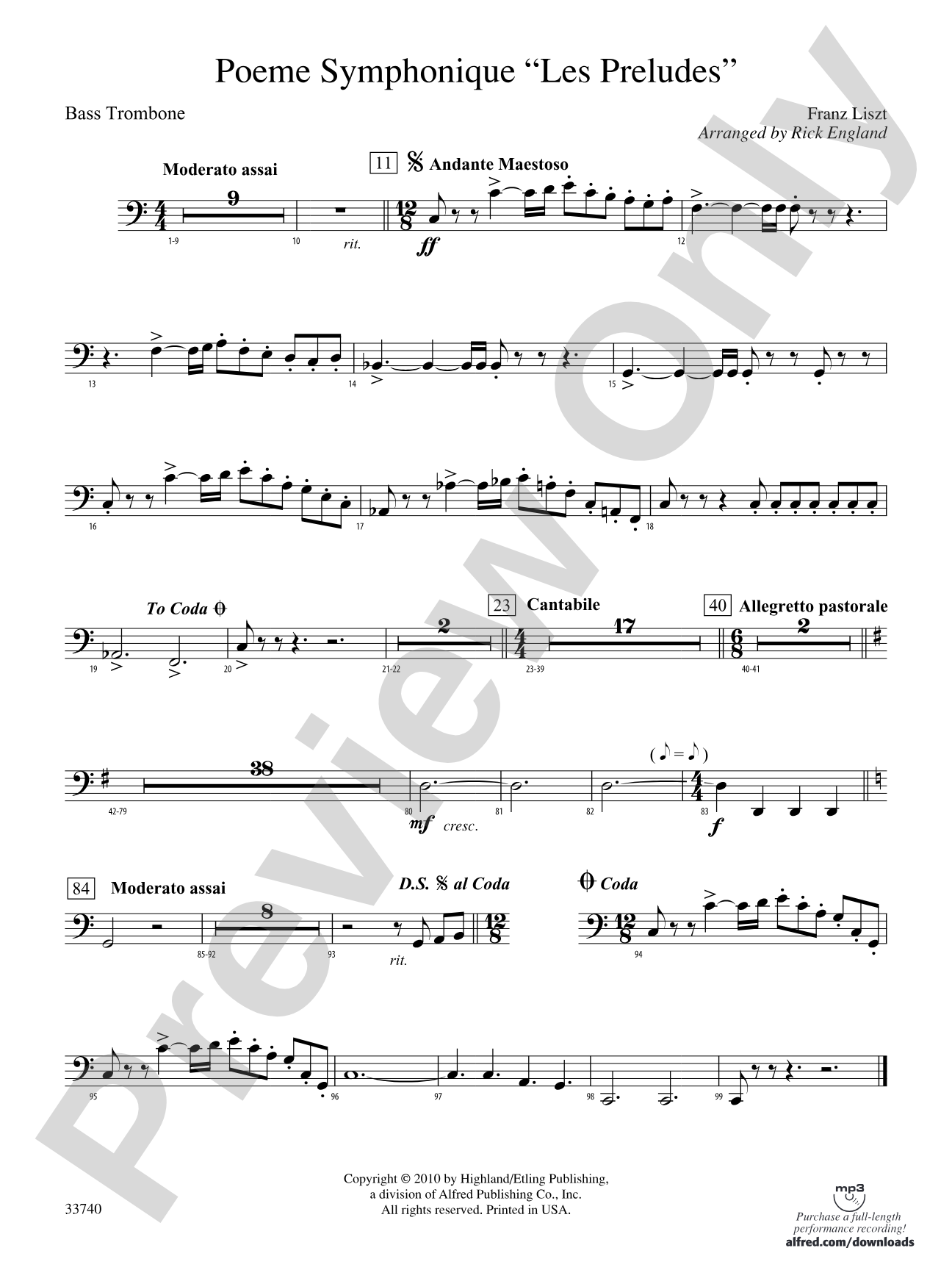 Poeme Symphonique "Les Preludes": Bass Trombone