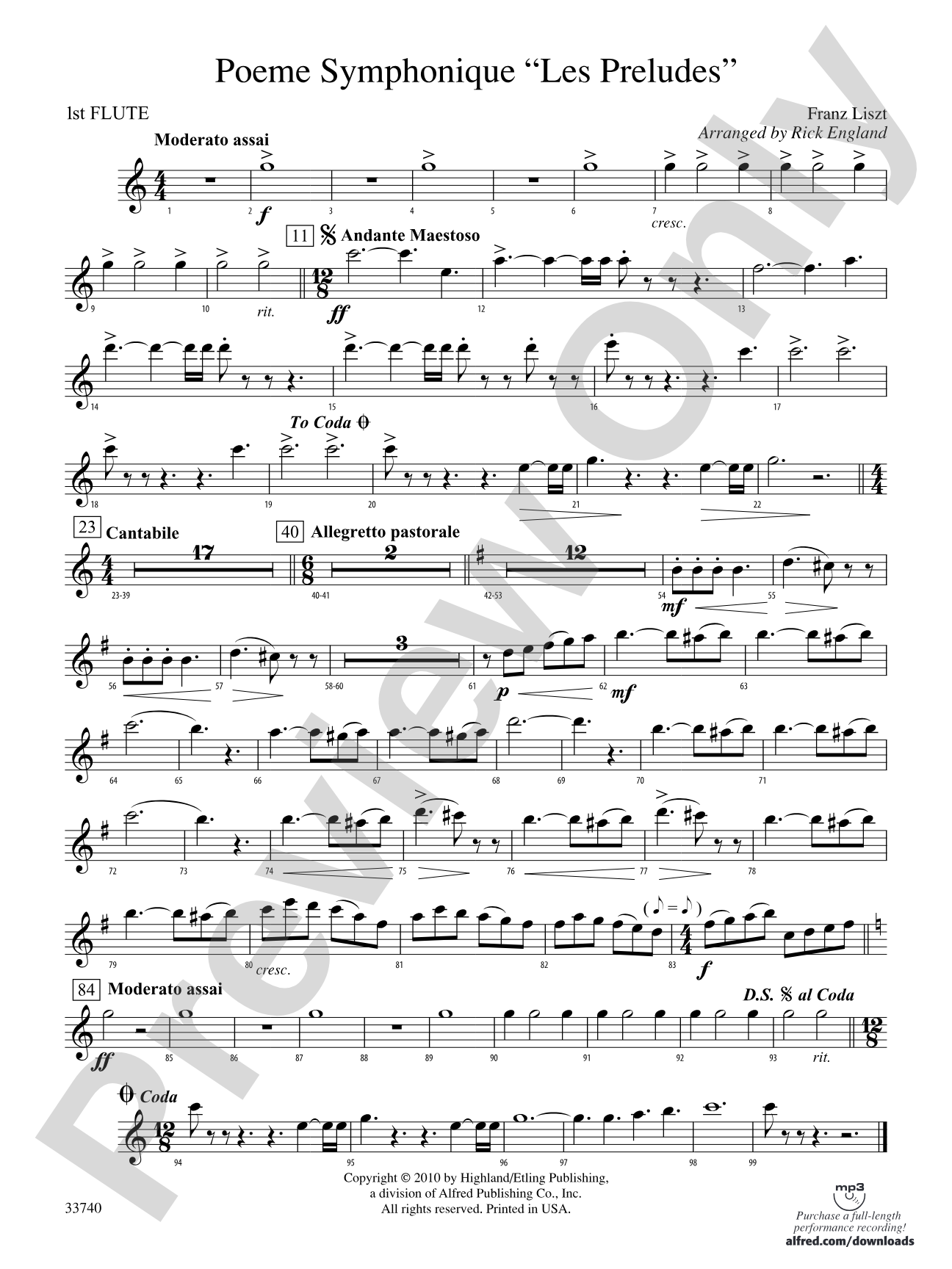 Poeme Symphonique "Les Preludes": Flute