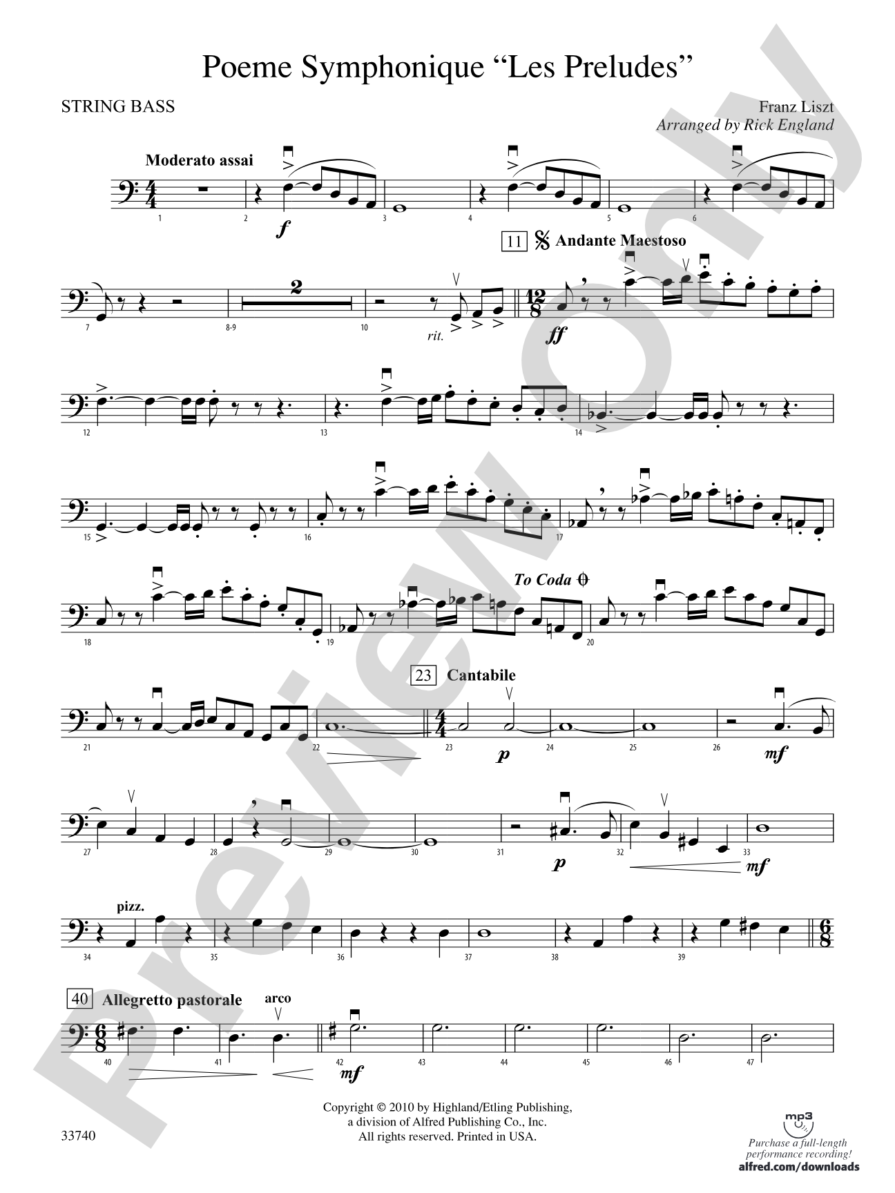 Poeme Symphonique "Les Preludes": String Bass