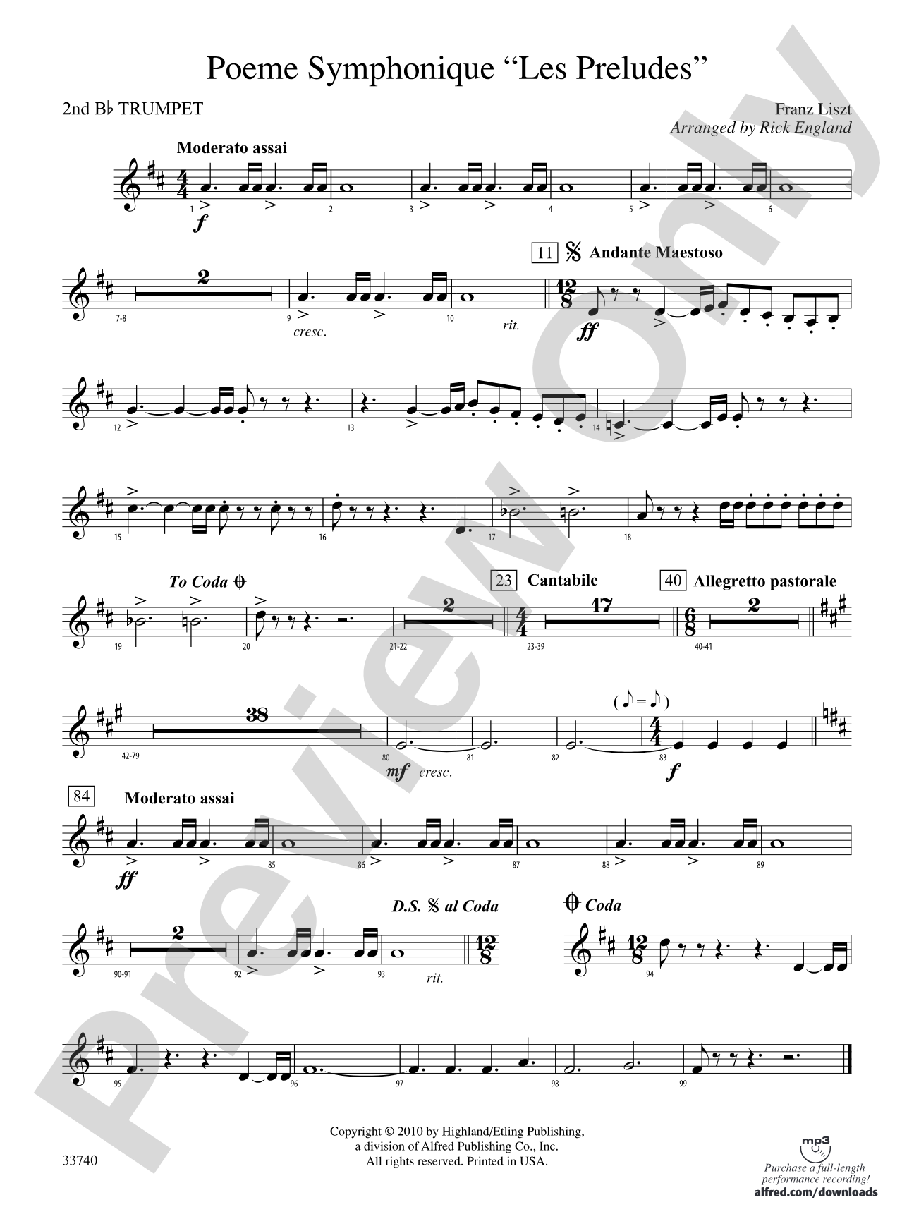 Poeme Symphonique "Les Preludes": 2nd B-flat Trumpet