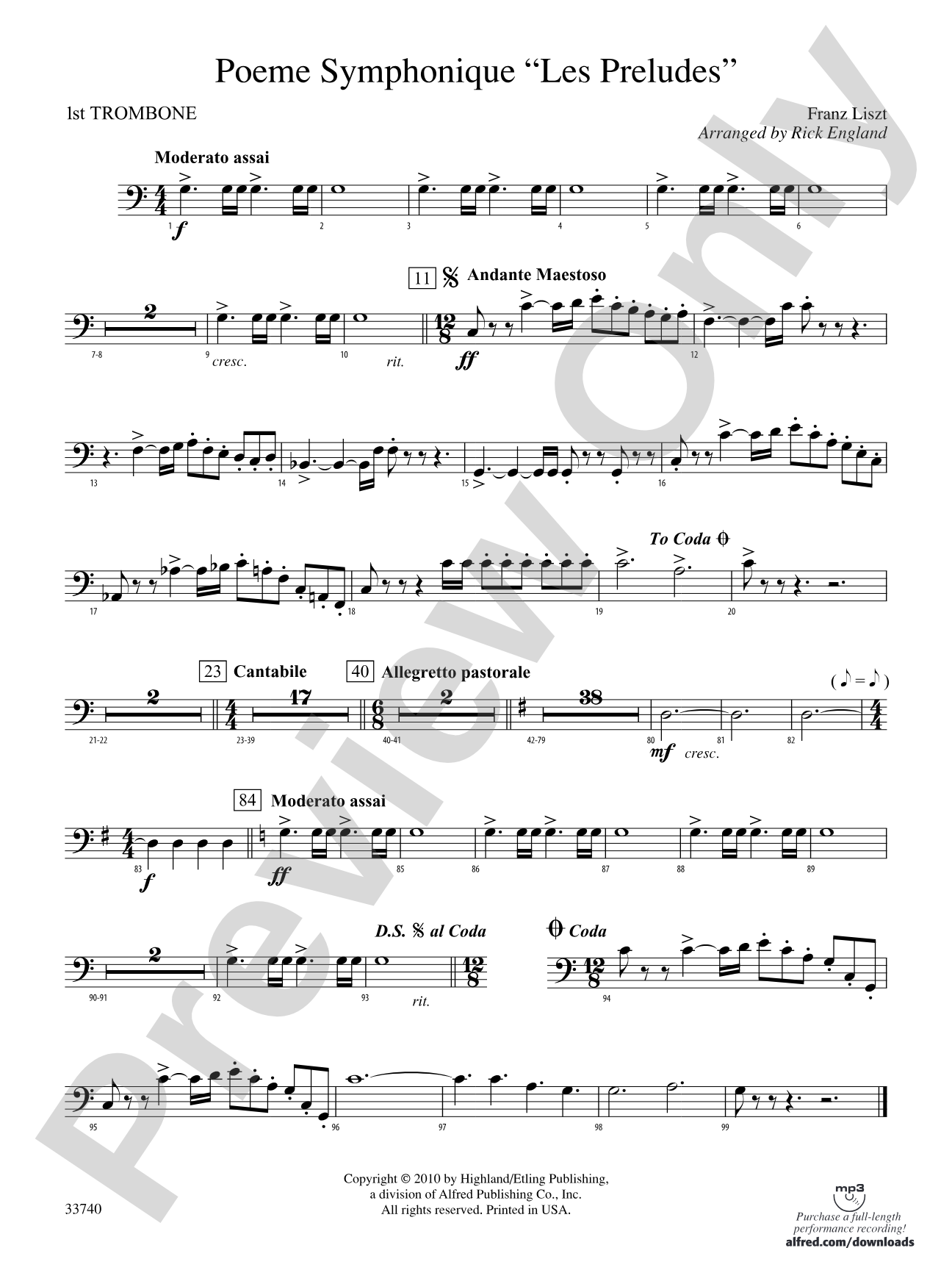 Poeme Symphonique "Les Preludes": 1st Trombone