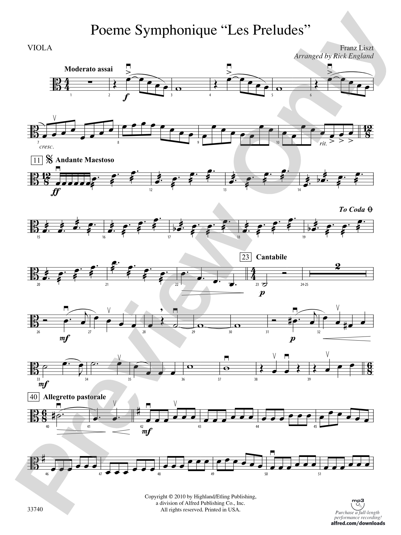 Poeme Symphonique "Les Preludes": Viola