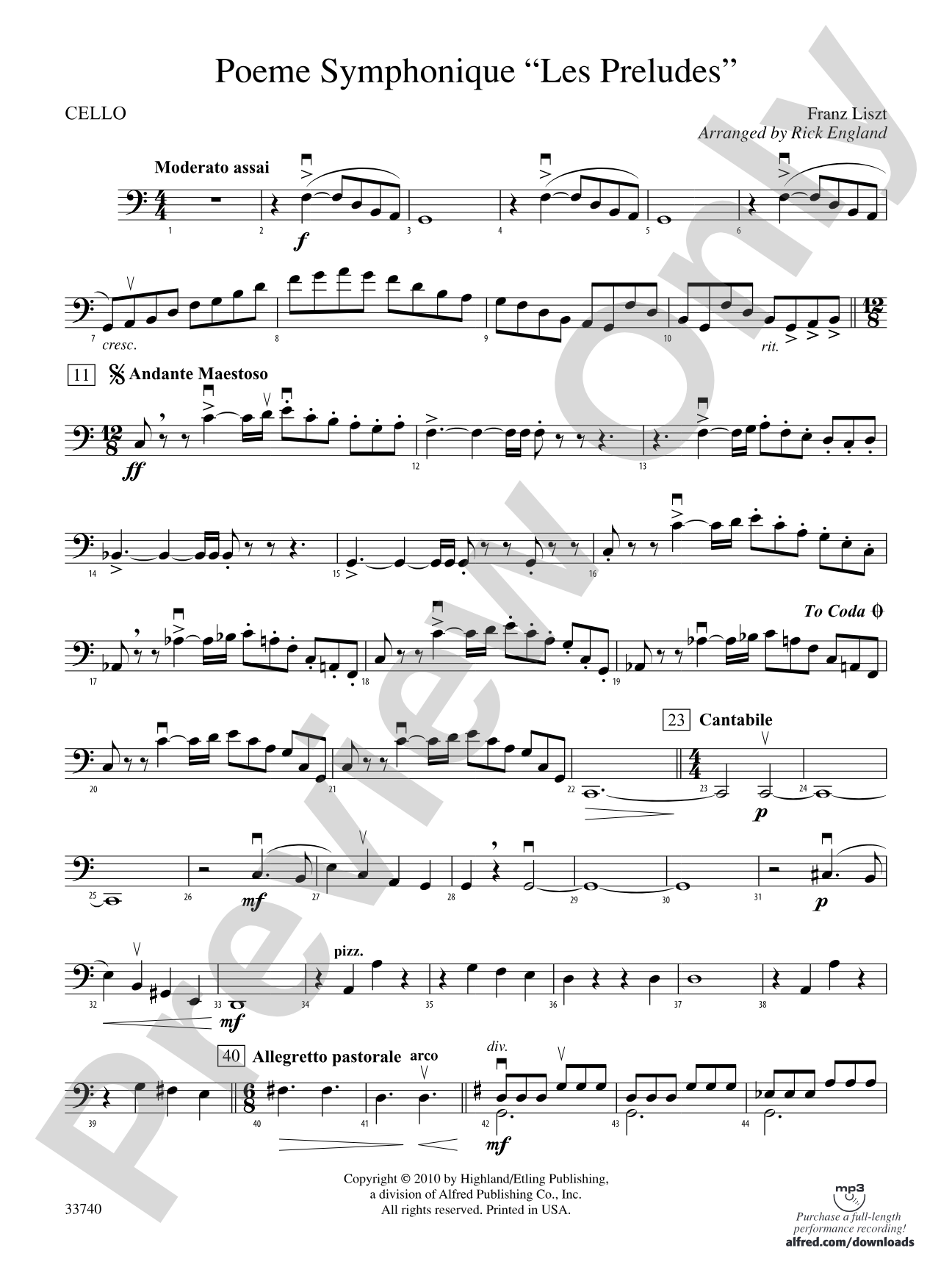 Poeme Symphonique "Les Preludes": Cello