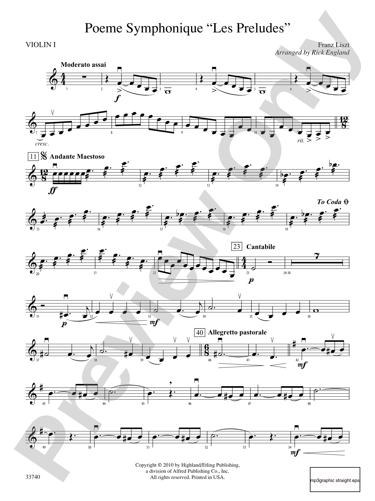 Poeme Symphonique "Les Preludes": 1st Violin