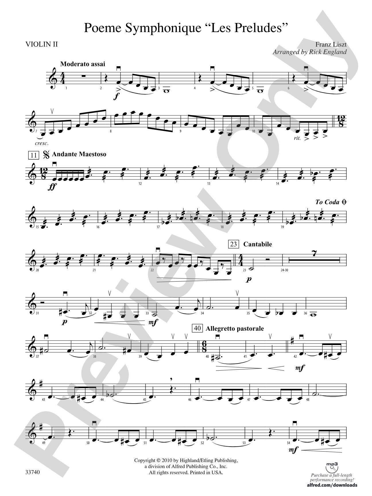 Poeme Symphonique "Les Preludes": 2nd Violin