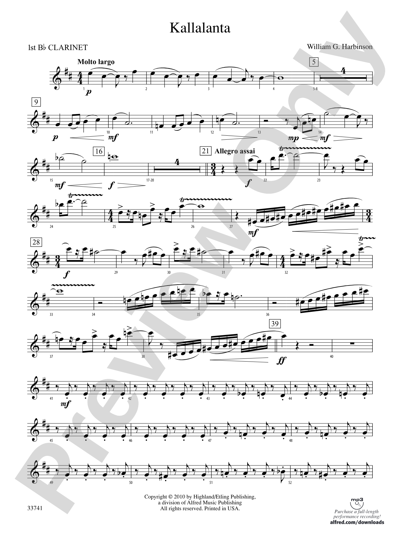 Kallalanta: 1st B-flat Clarinet