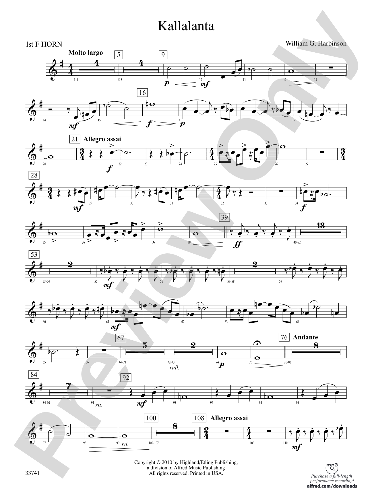 Kallalanta: 1st F Horn